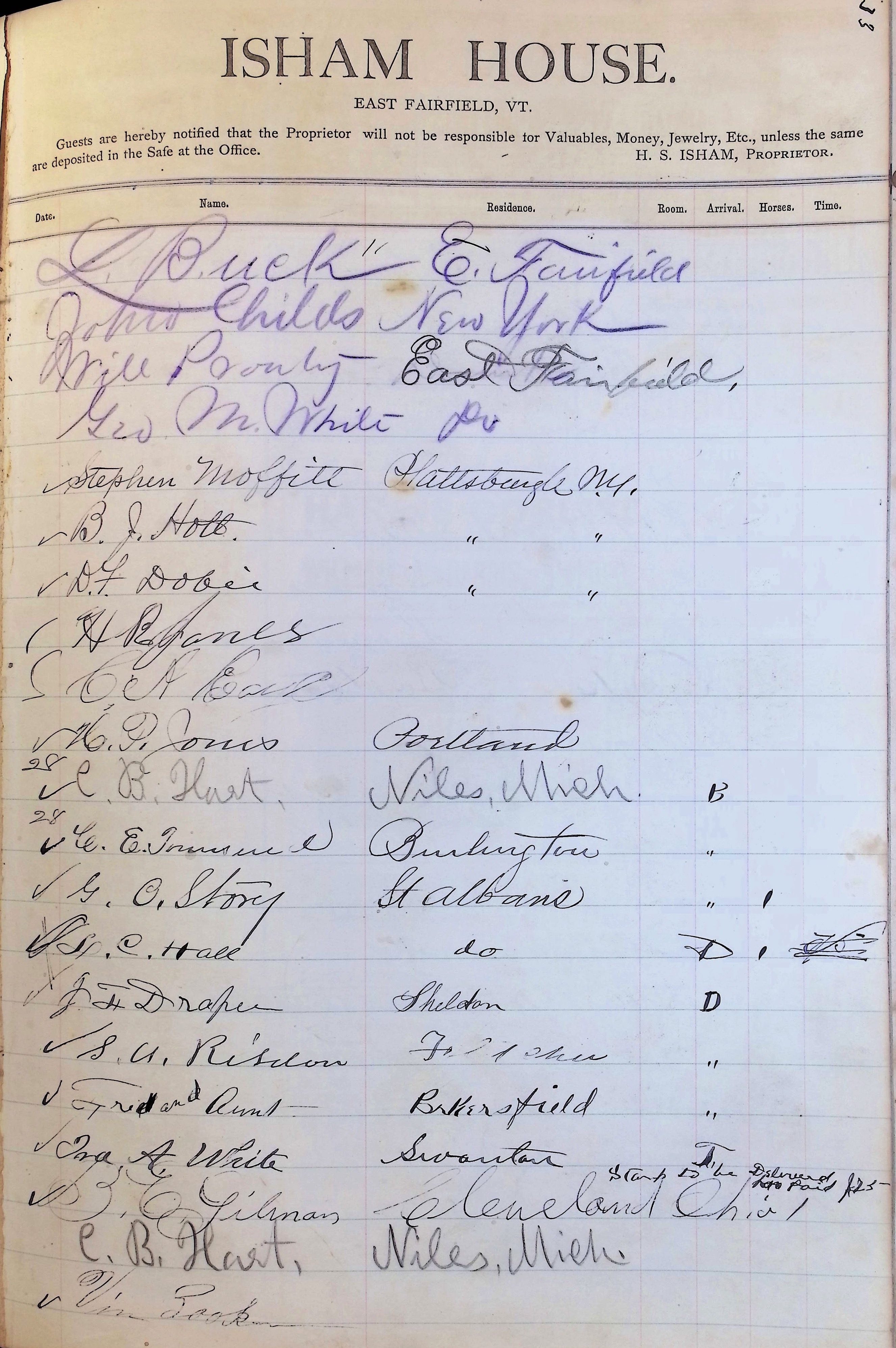 Isham Hotel register Vol. 1, Page 144
