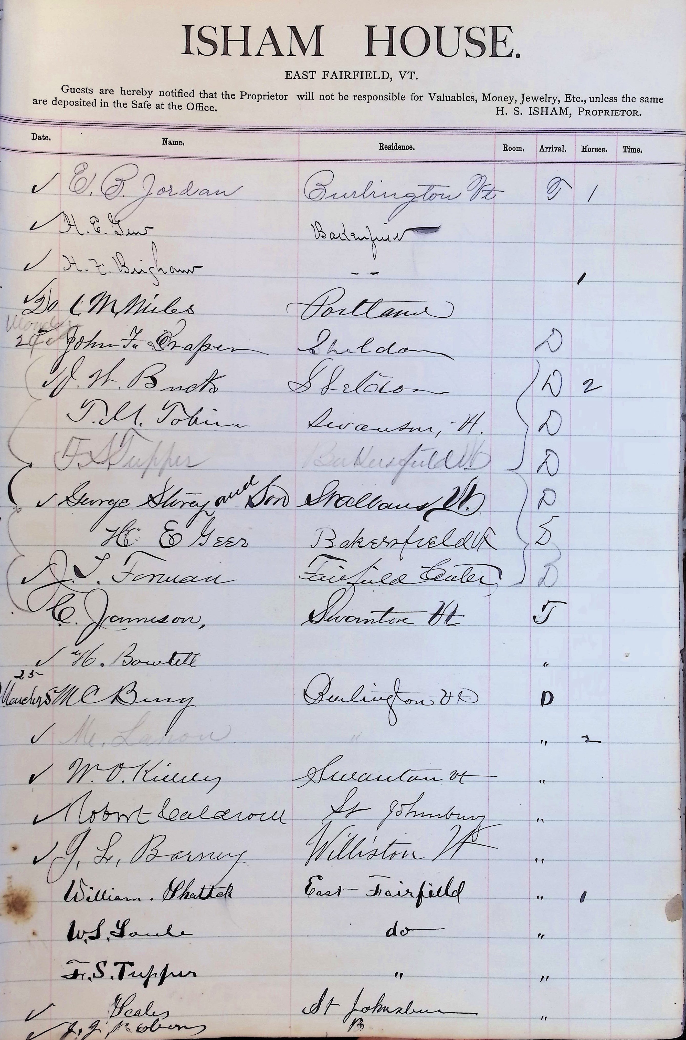 Isham Hotel register Vol. 2, Page 41