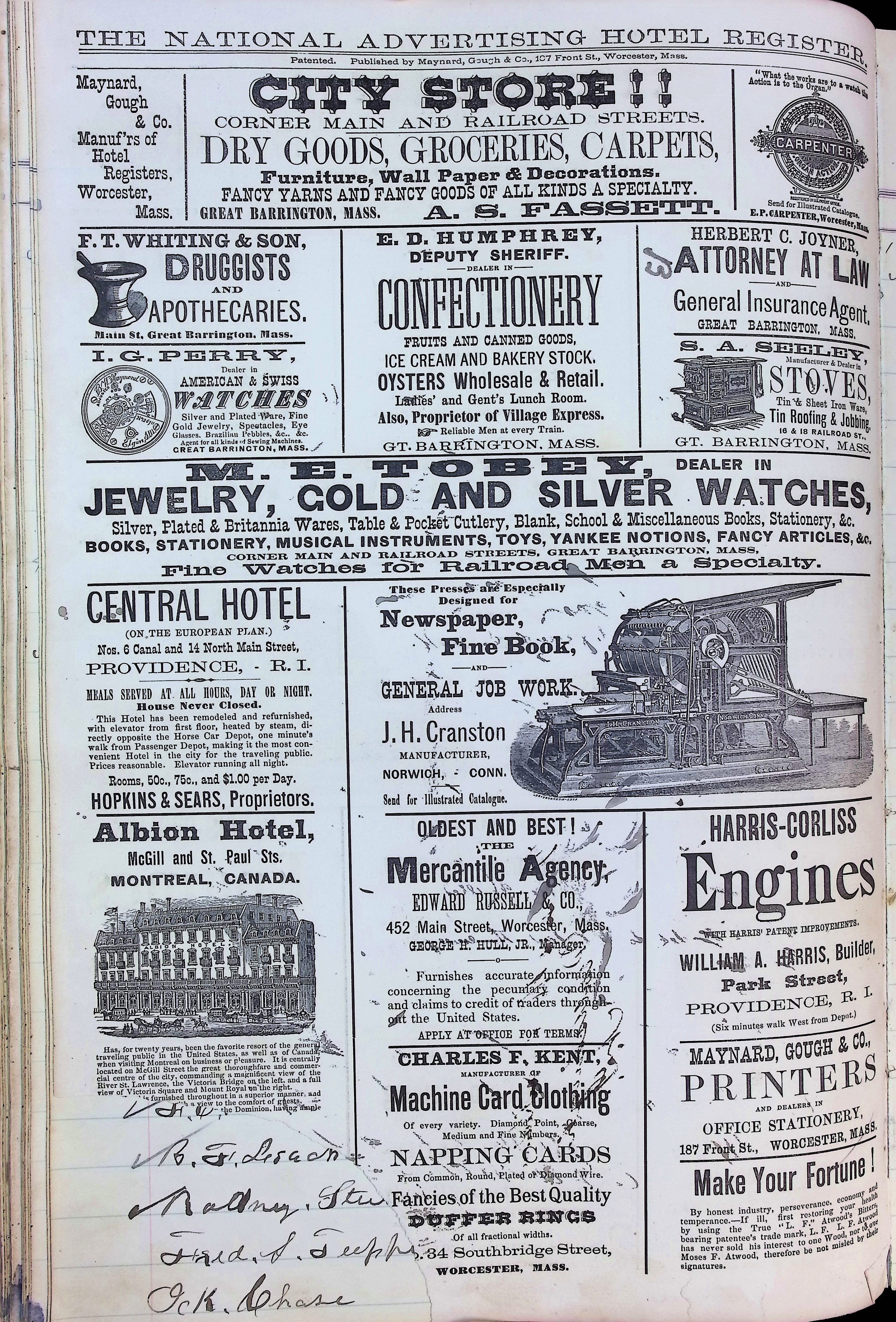 Isham Hotel register Vol. 2, Page 110