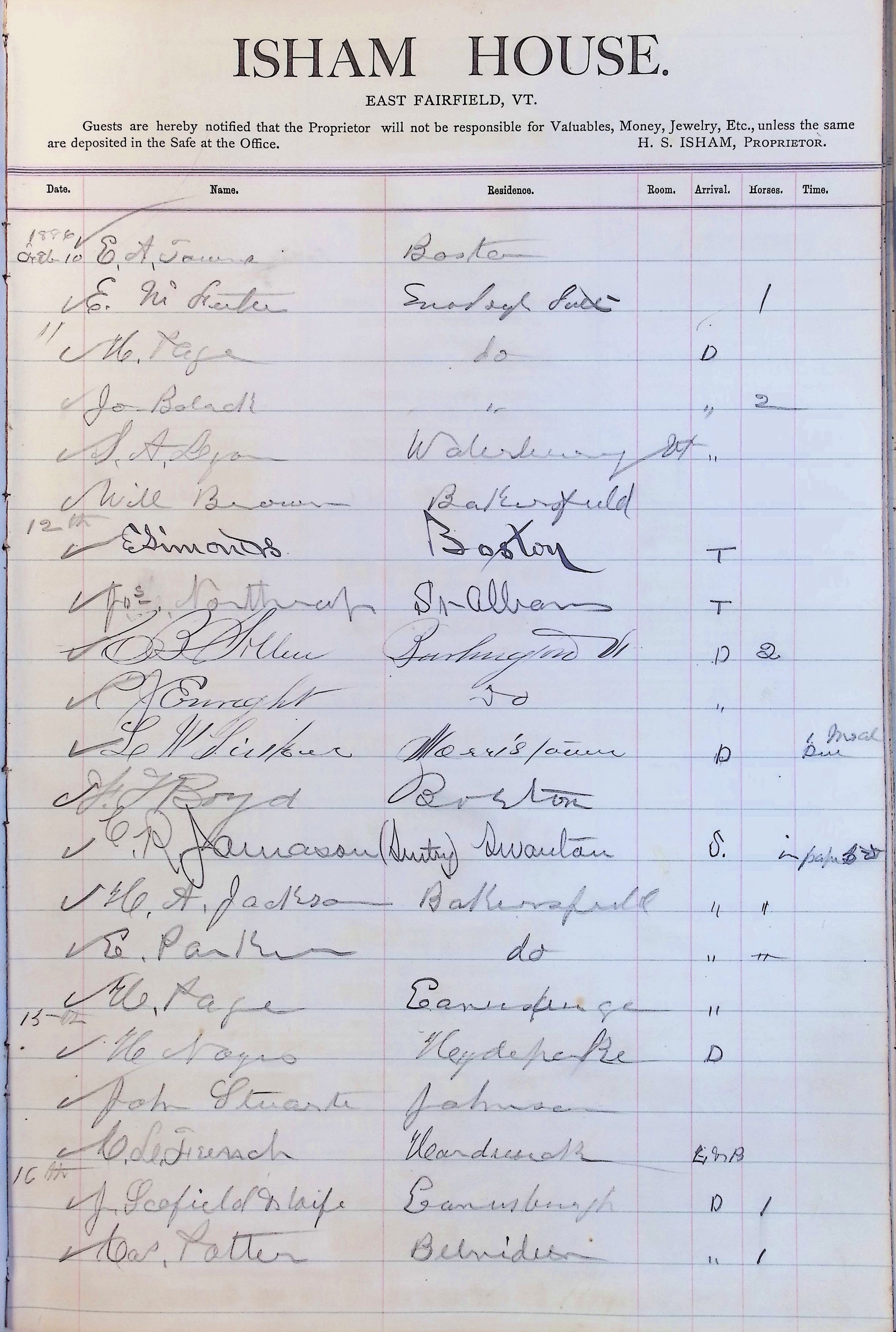 Isham Hotel register Vol. 2, Page 217