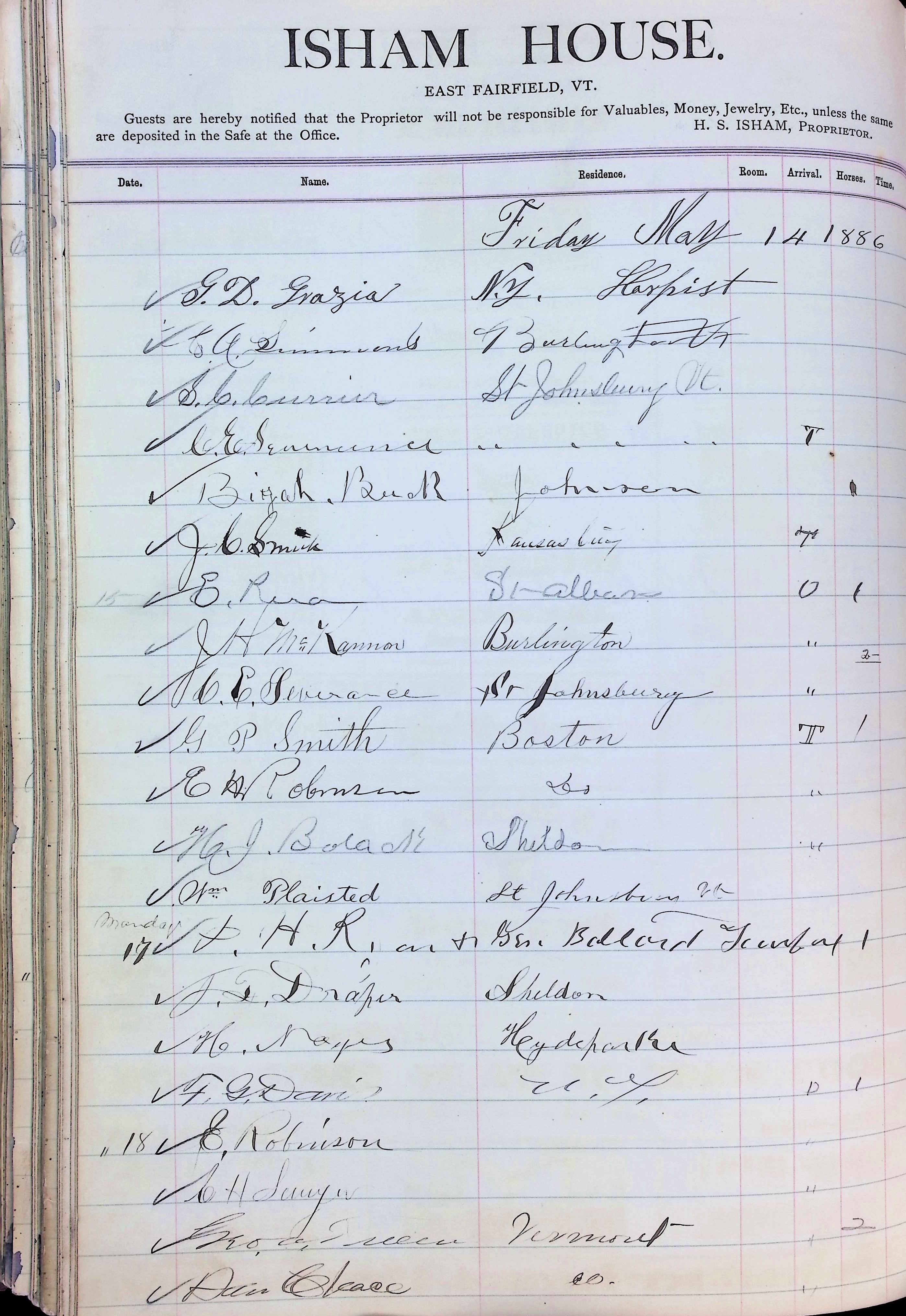 Isham Hotel register Vol. 2, Page 242