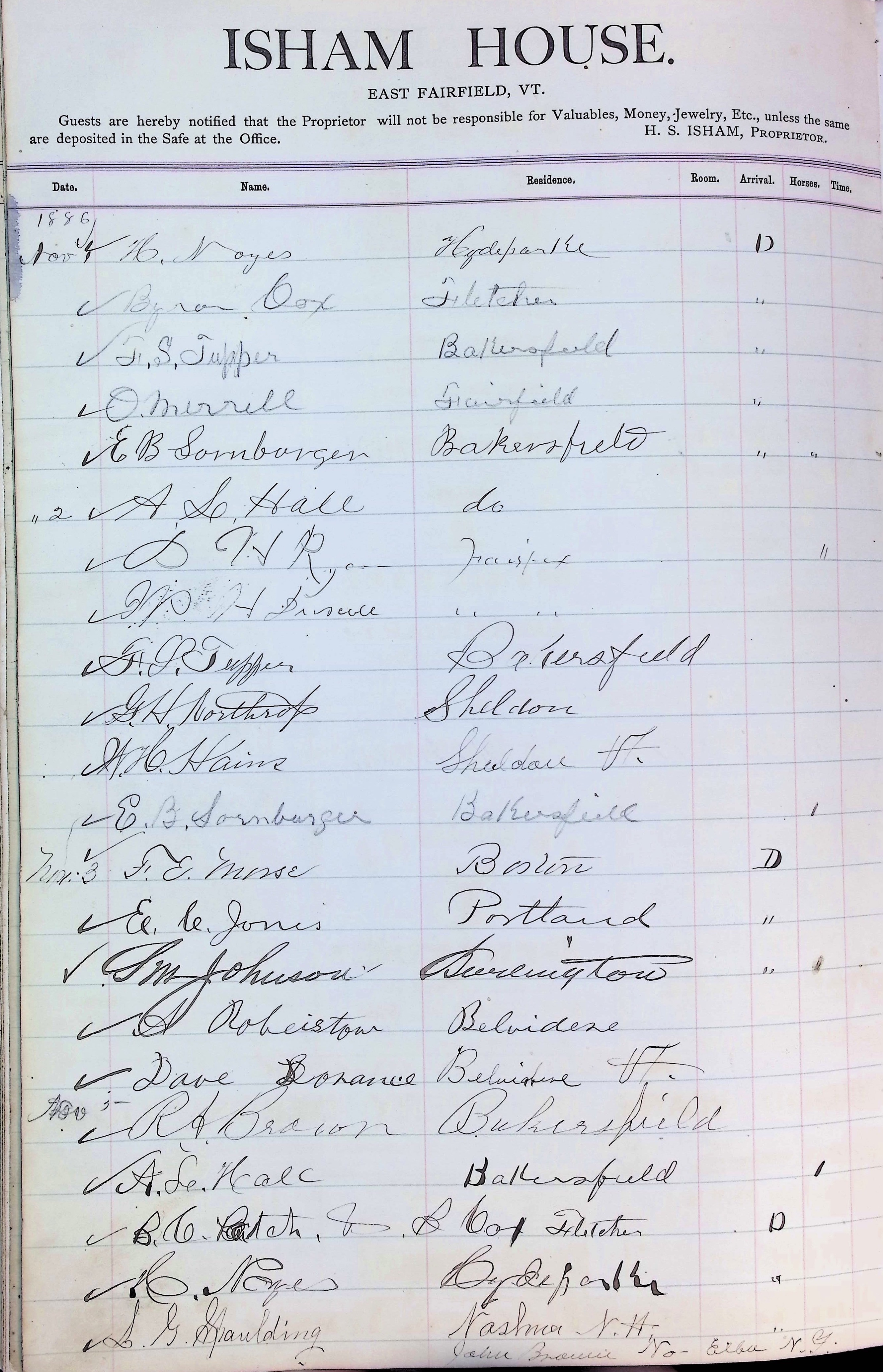 Isham Hotel register Vol. 2, Page 296