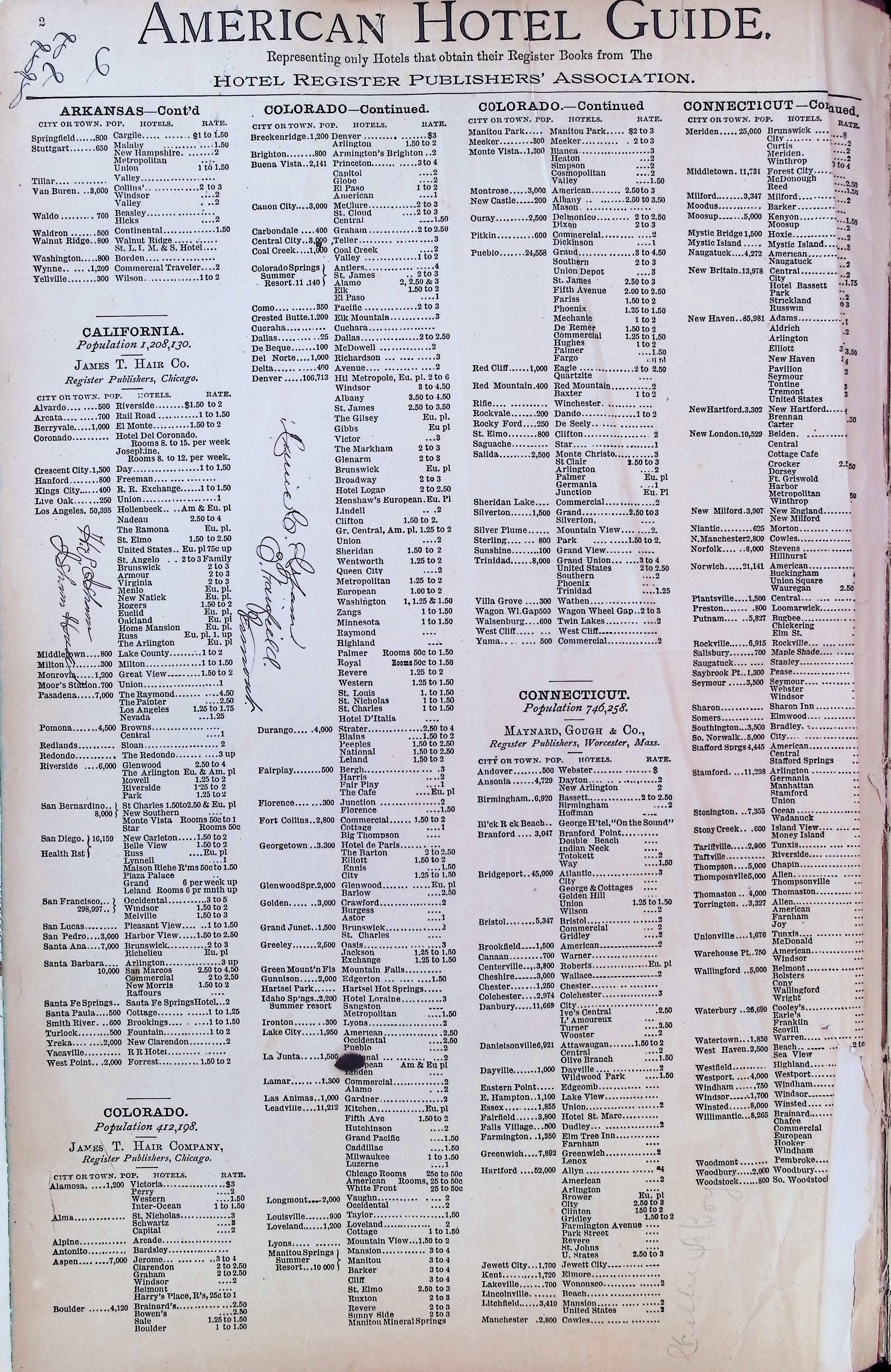 Isham Hotel register Vol. 3, Page 6
