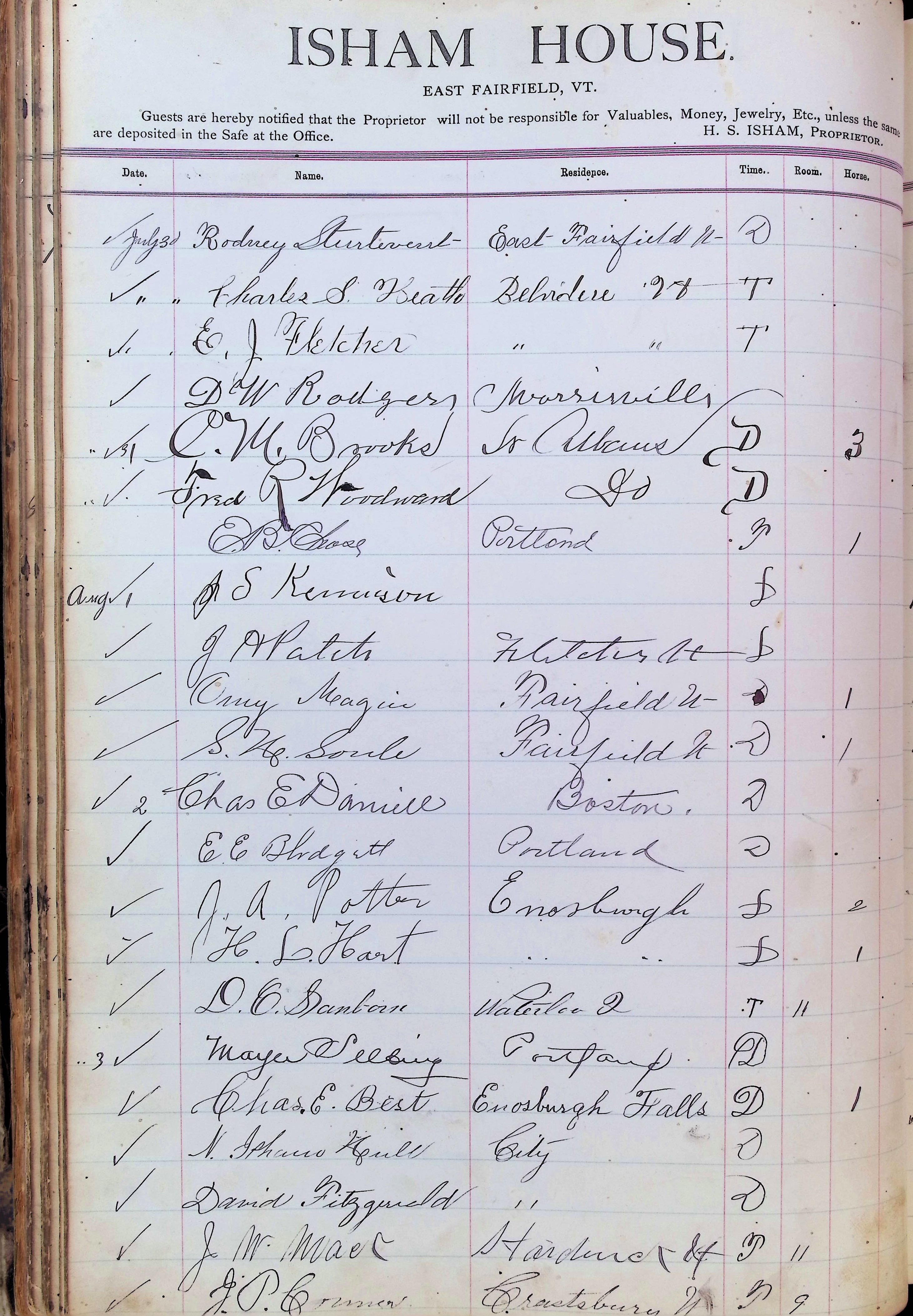 Isham Hotel register Vol. 3, Page 80