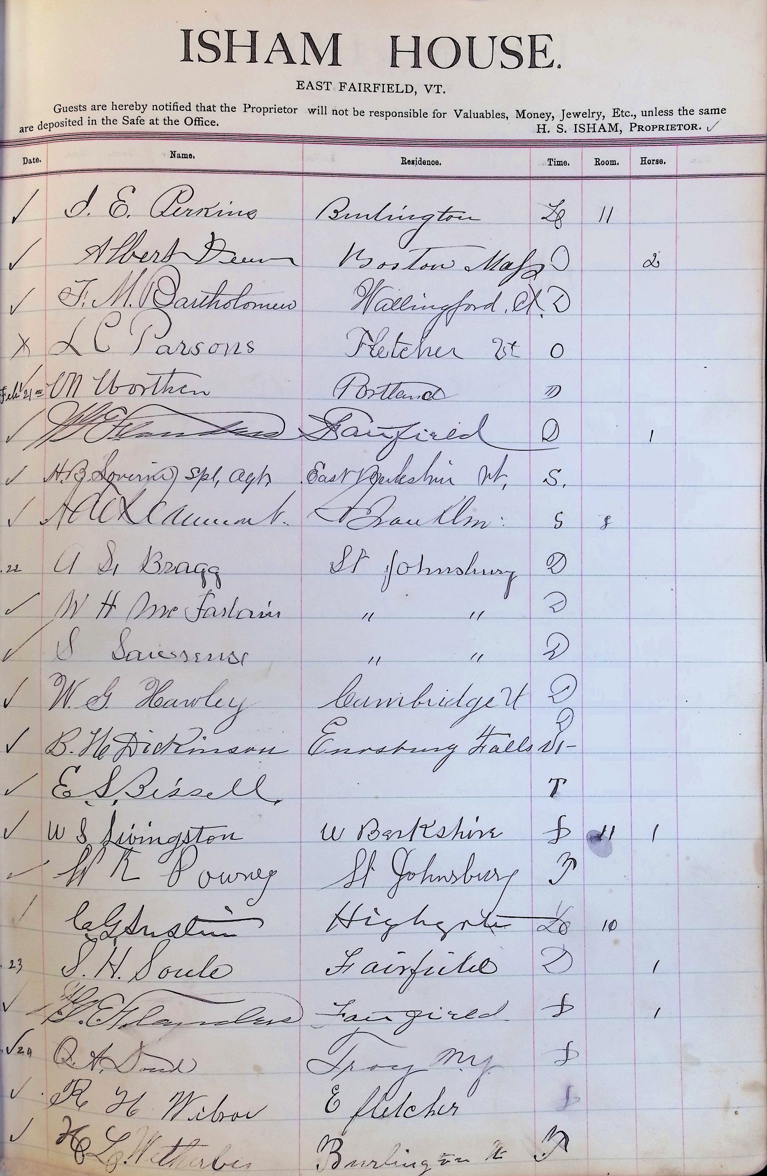 Isham Hotel register Vol. 3, Page 123