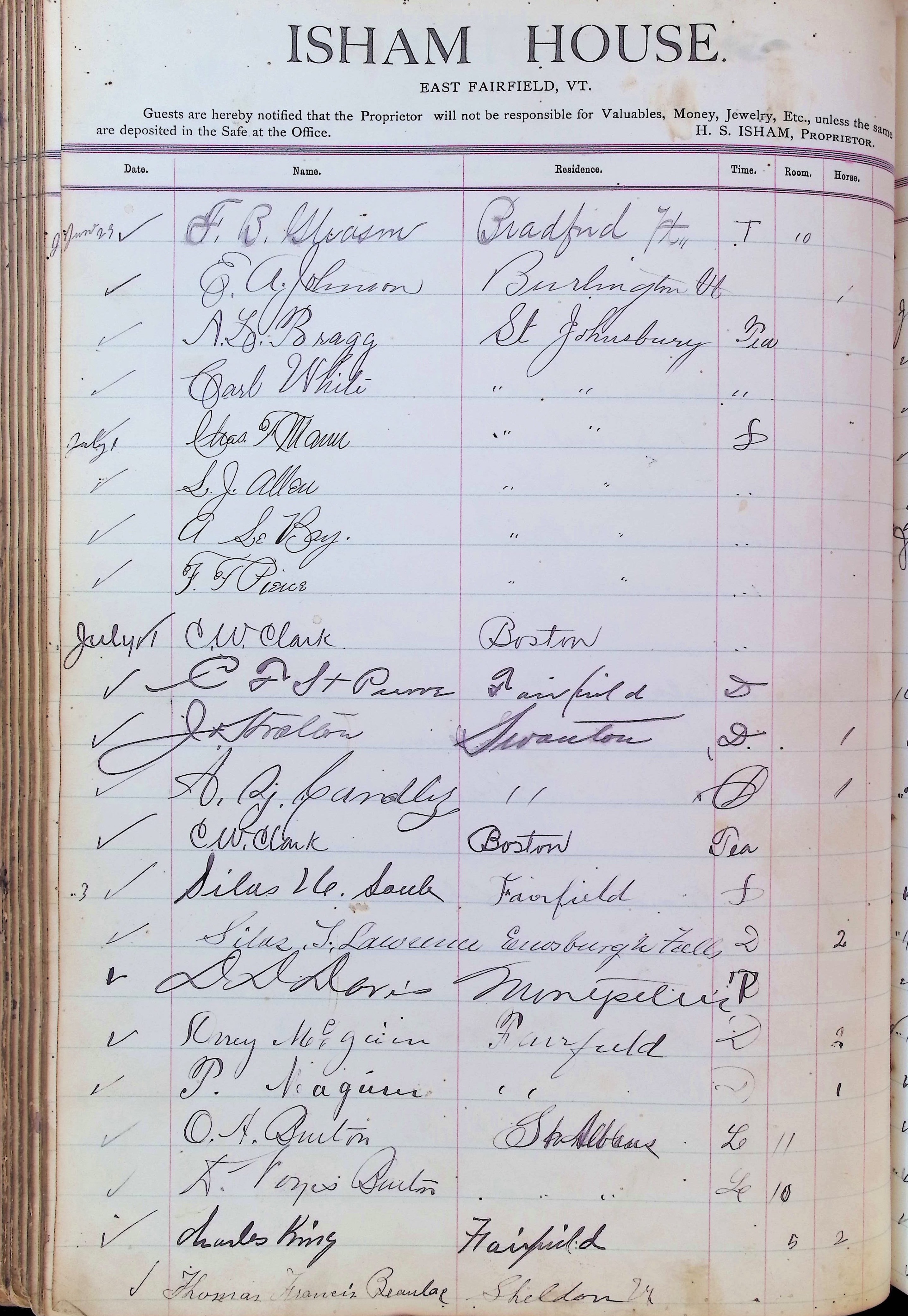 Isham Hotel register Vol. 3, Page 146