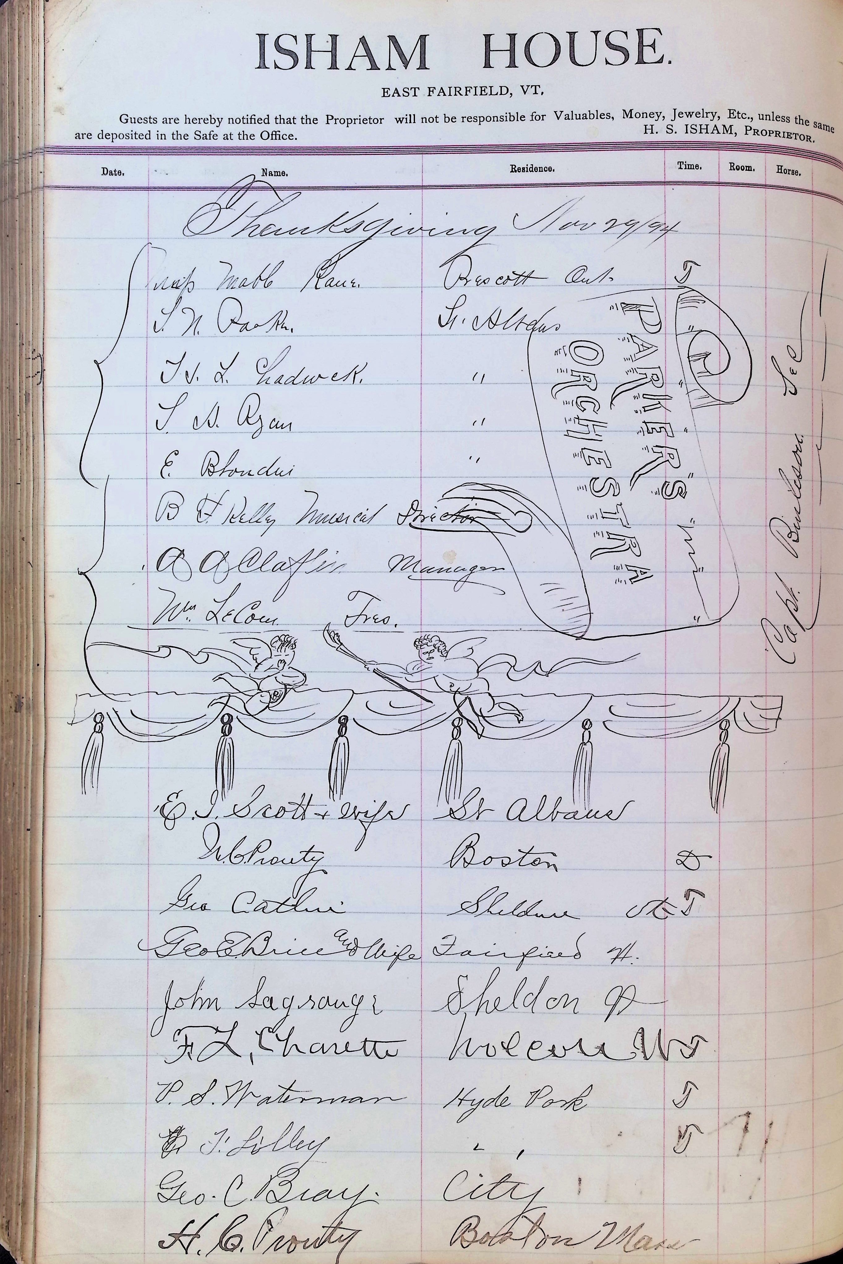 Isham Hotel register Vol. 3, Page 256