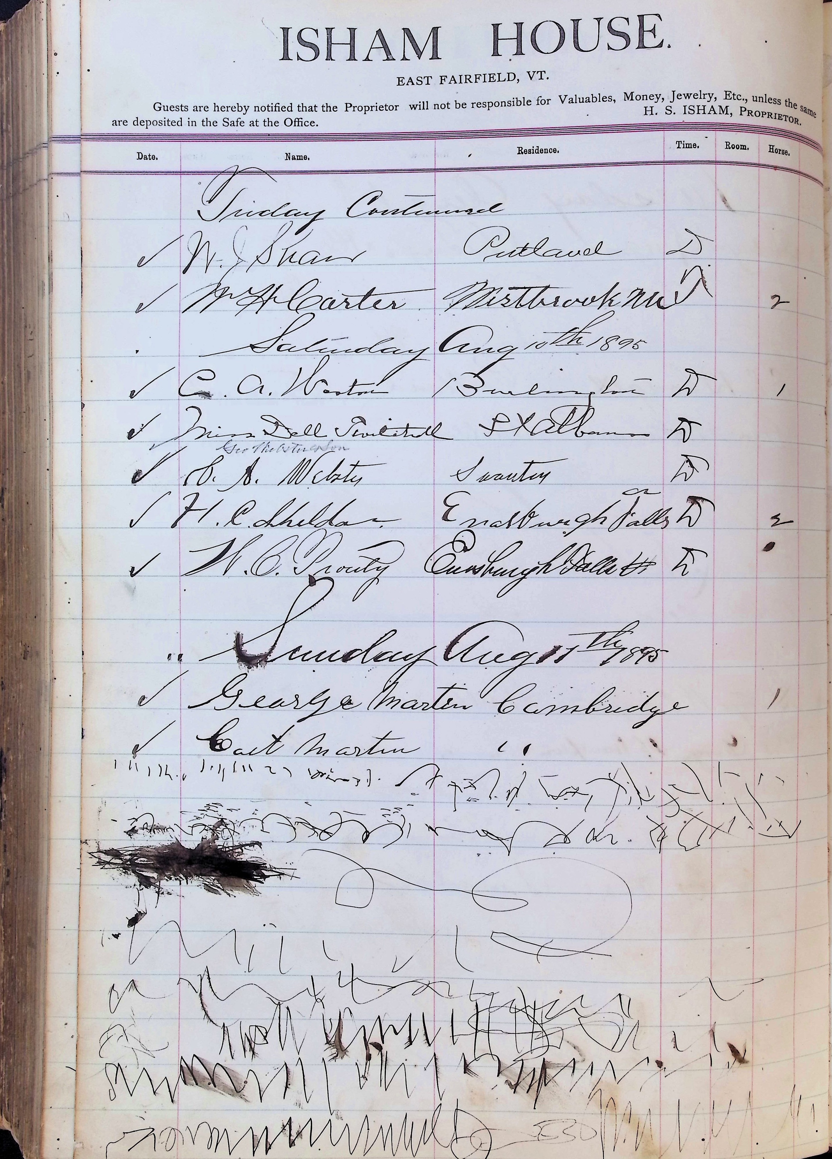 Isham Hotel register Vol. 3, Page 326