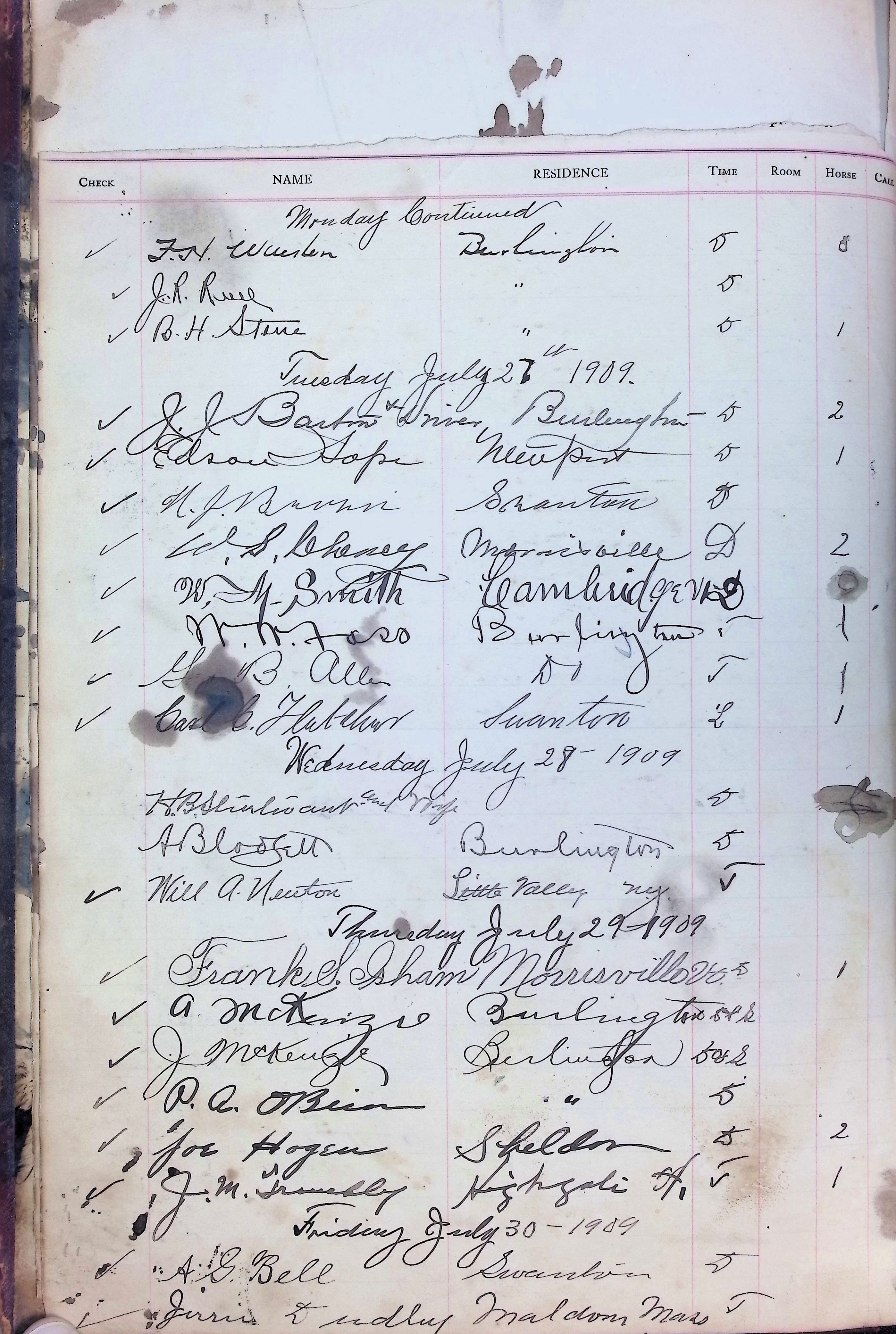 Isham Hotel register Vol. 4, Page 6