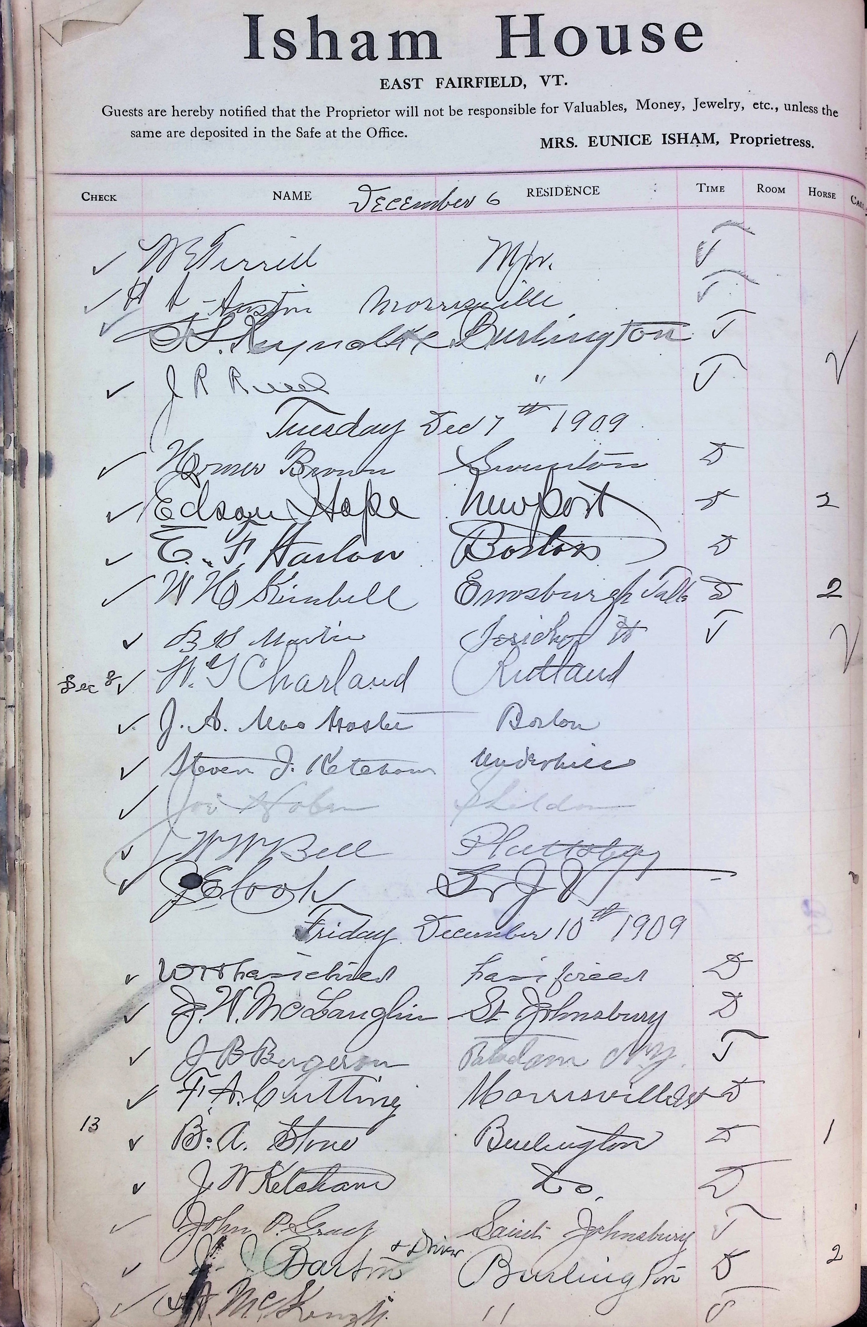 Isham Hotel register Vol. 4, Page 24