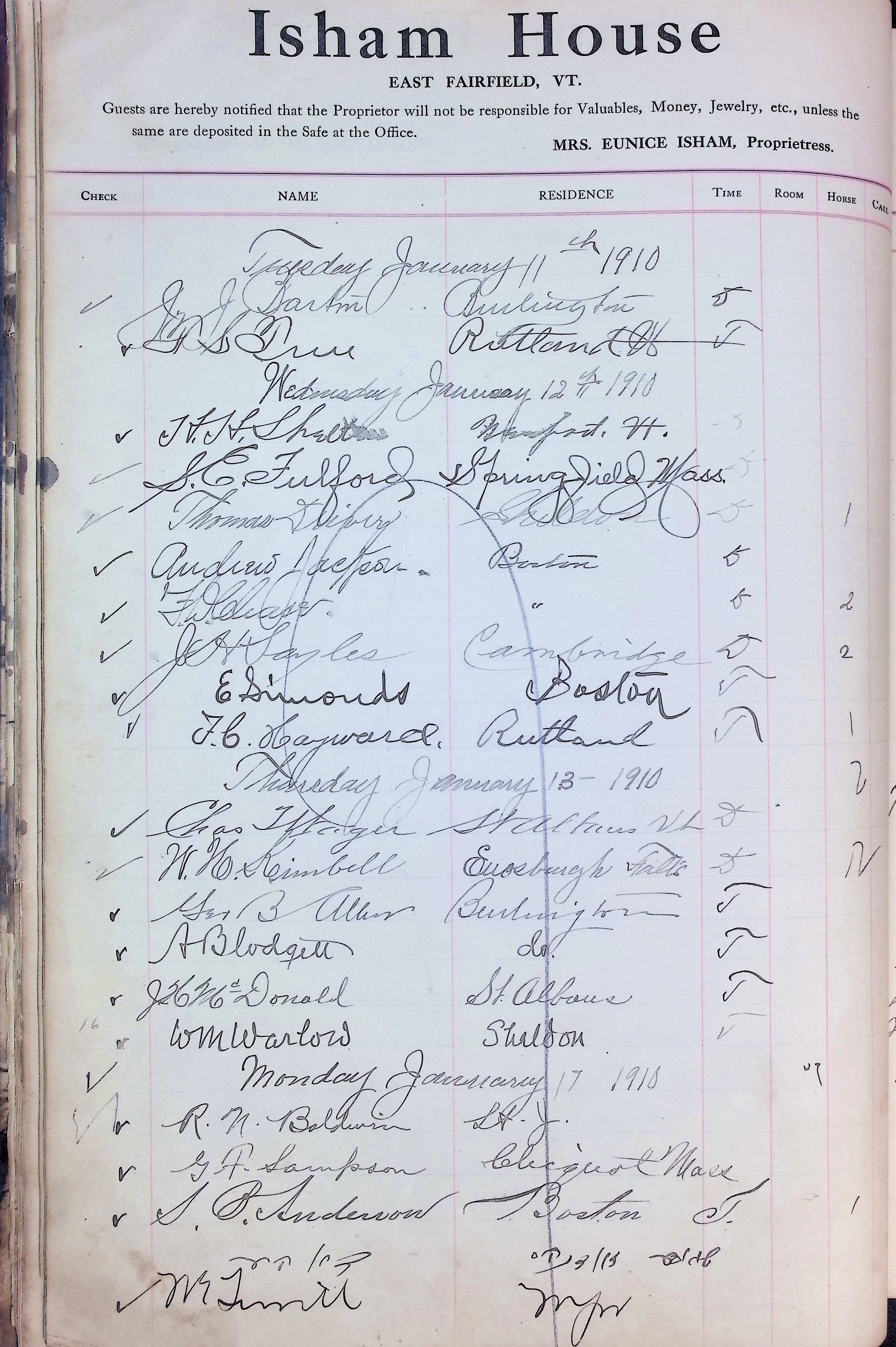 Isham Hotel register Vol. 4, Page 28