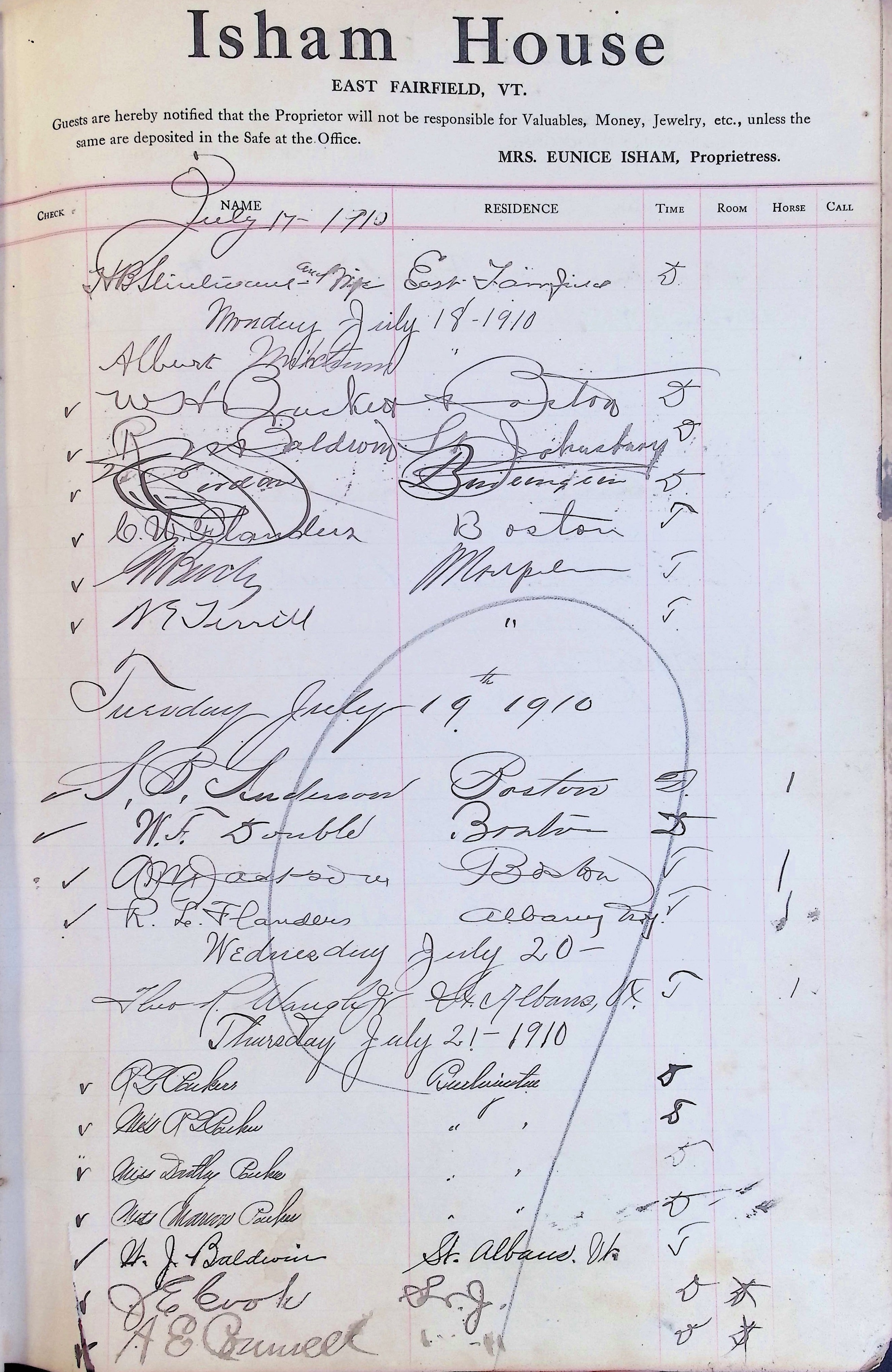 Isham Hotel register Vol. 4, Page 57