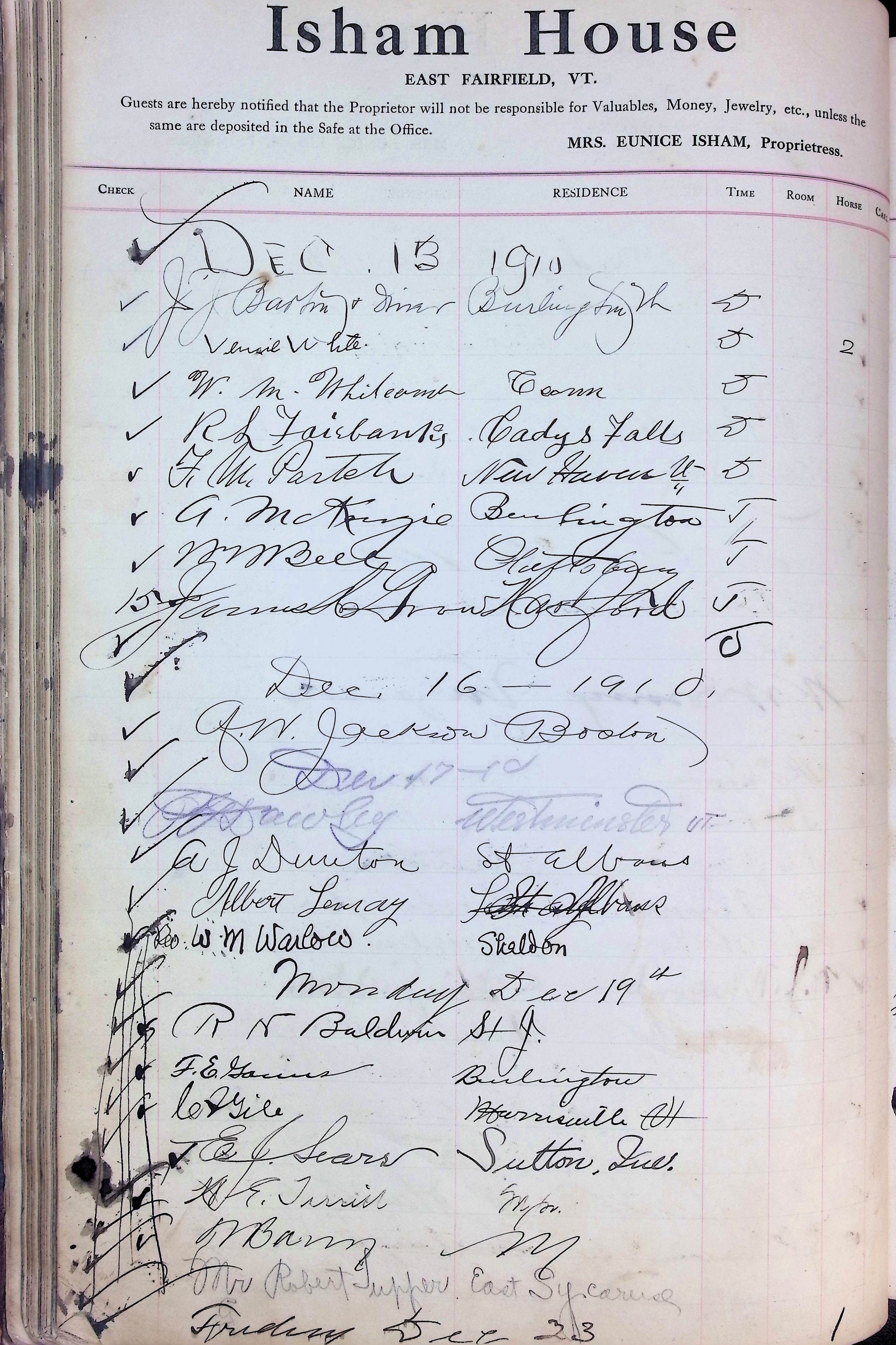 Isham Hotel register Vol. 4, Page 78