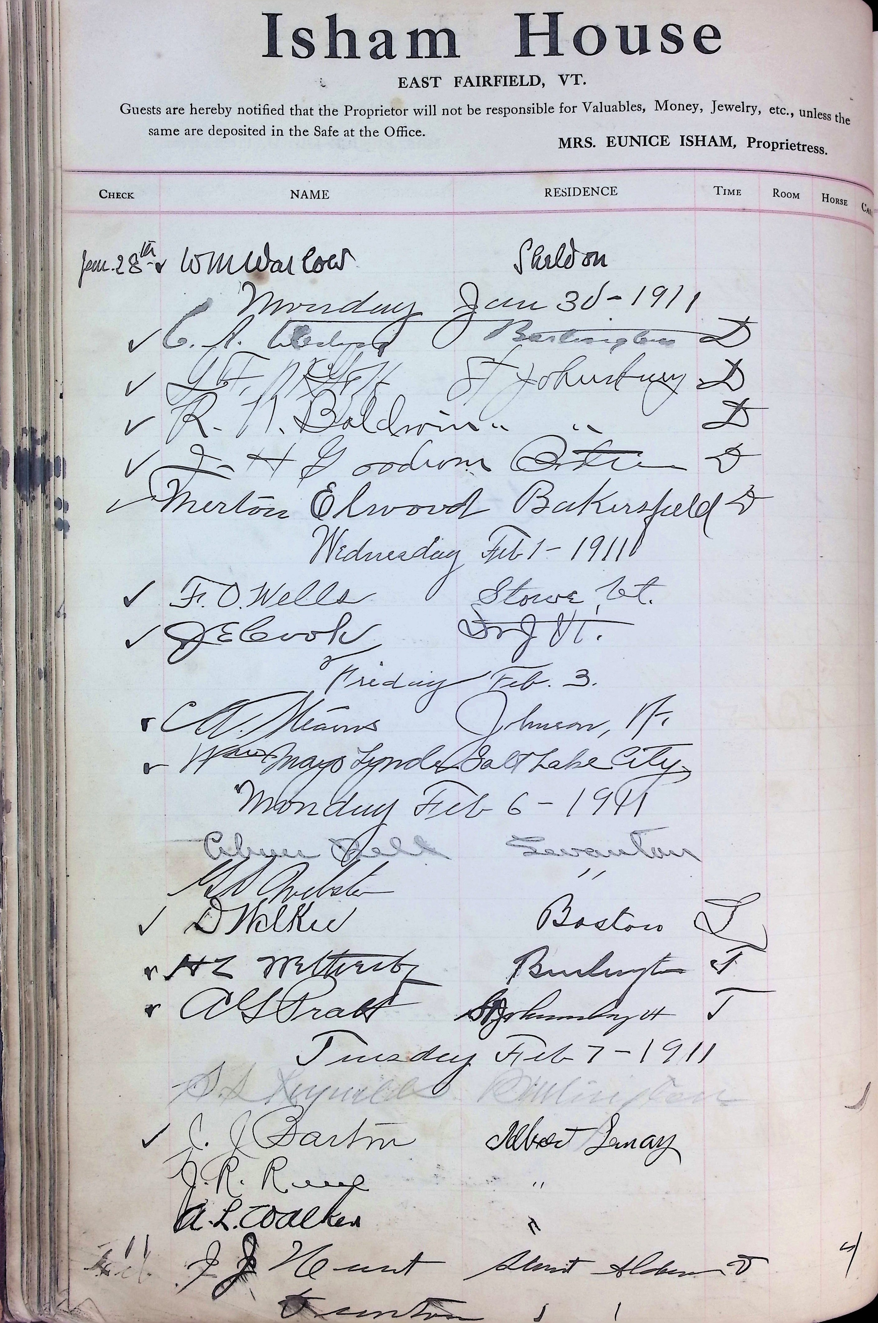Isham Hotel register Vol. 4, Page 82