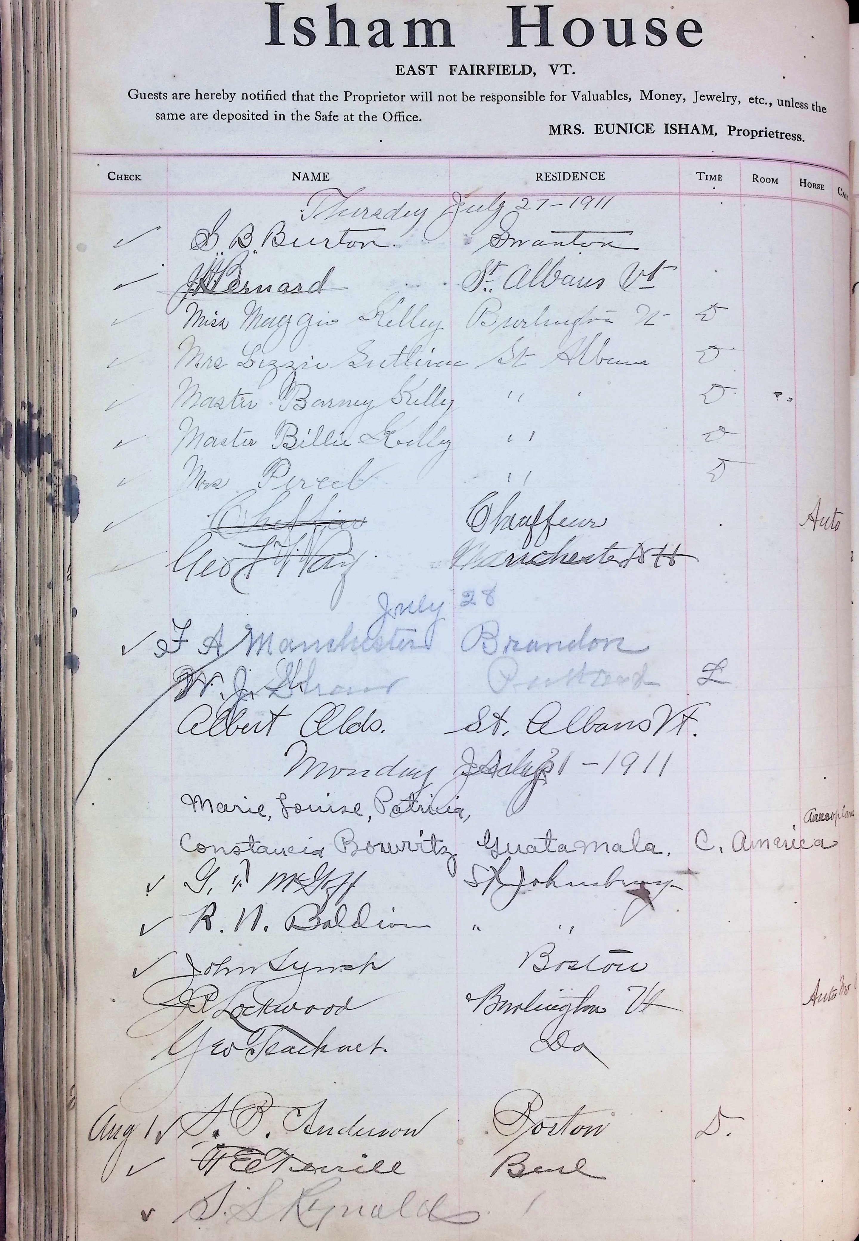 Isham Hotel register Vol. 4, Page 102