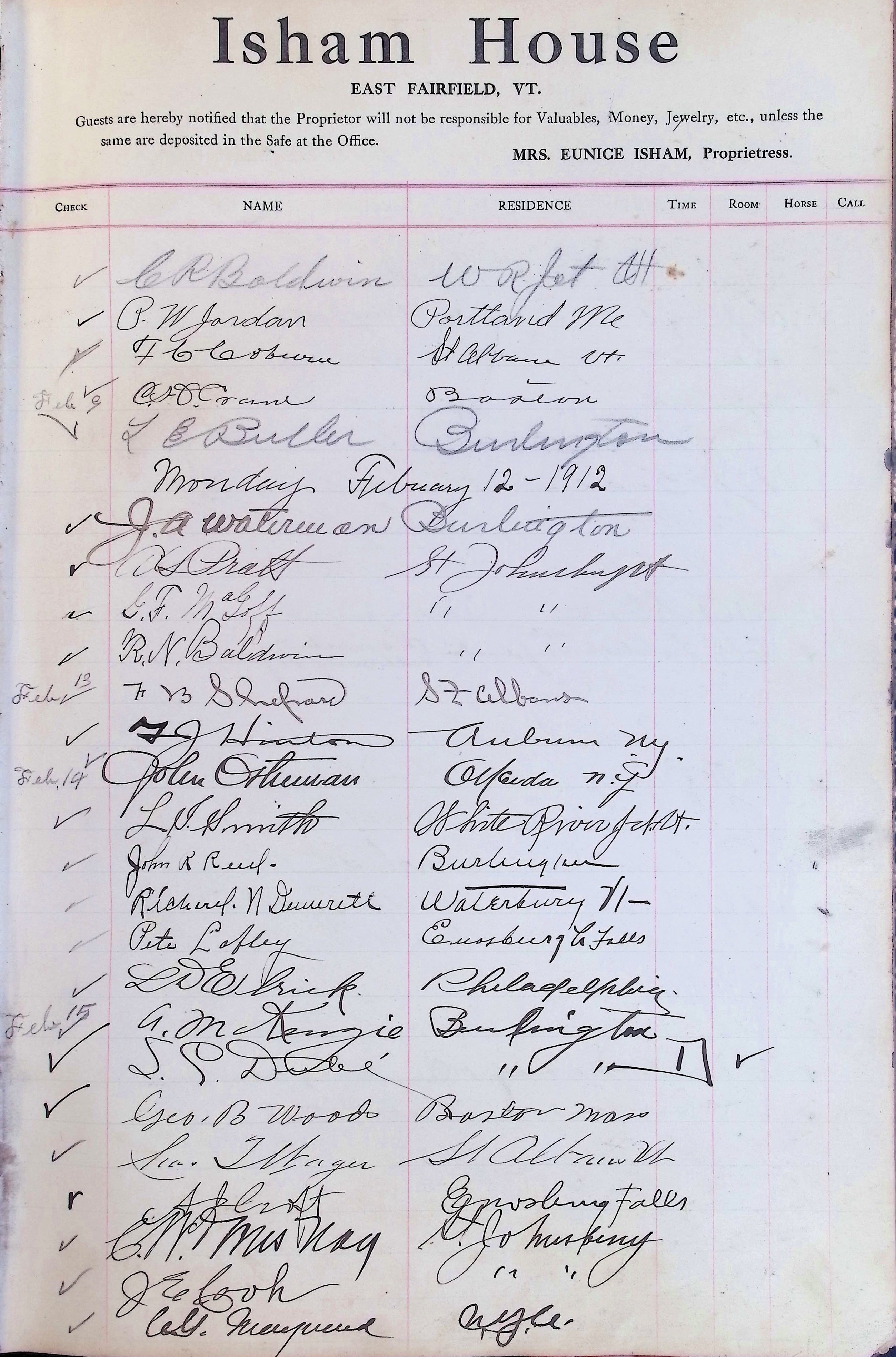Isham Hotel register Vol. 4, Page 127
