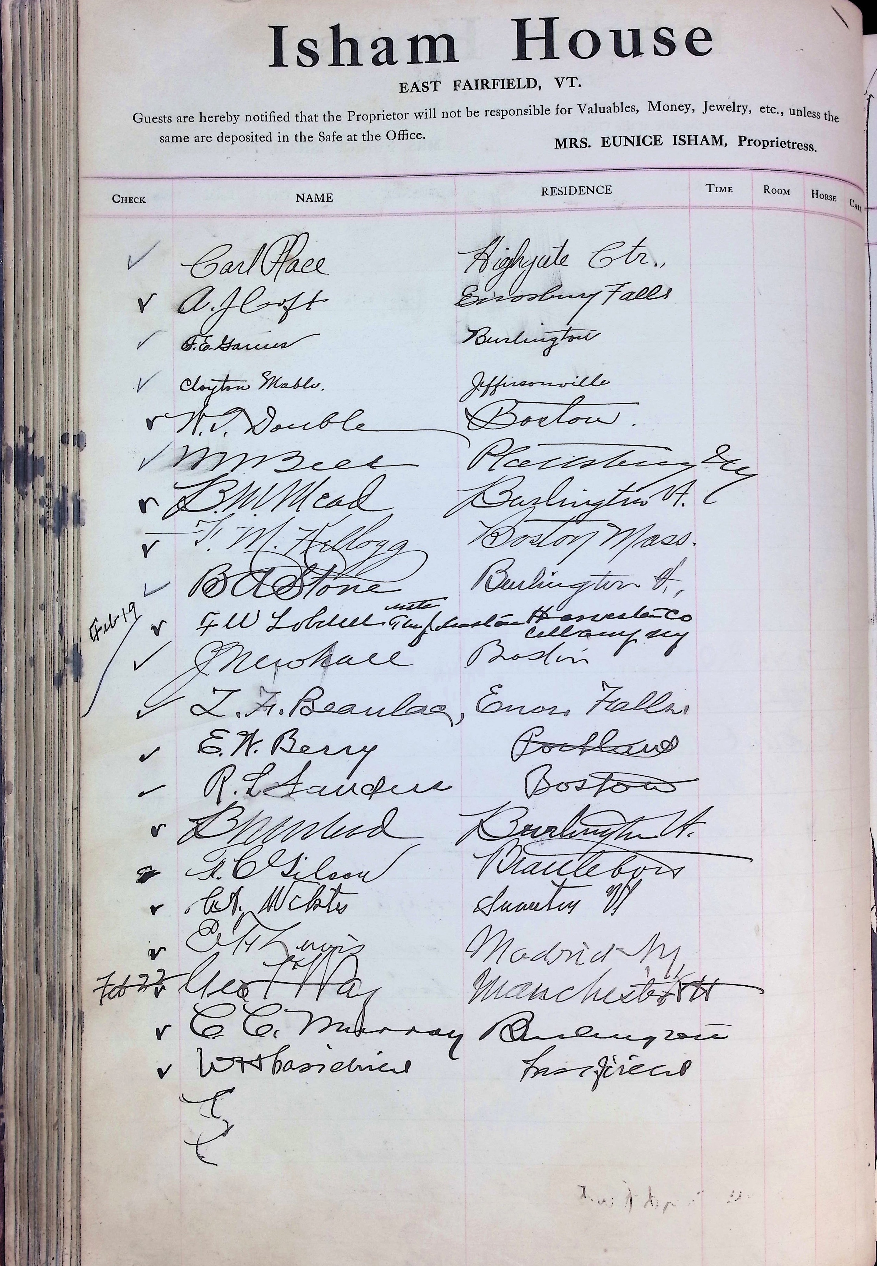Isham Hotel register Vol. 4, Page 128