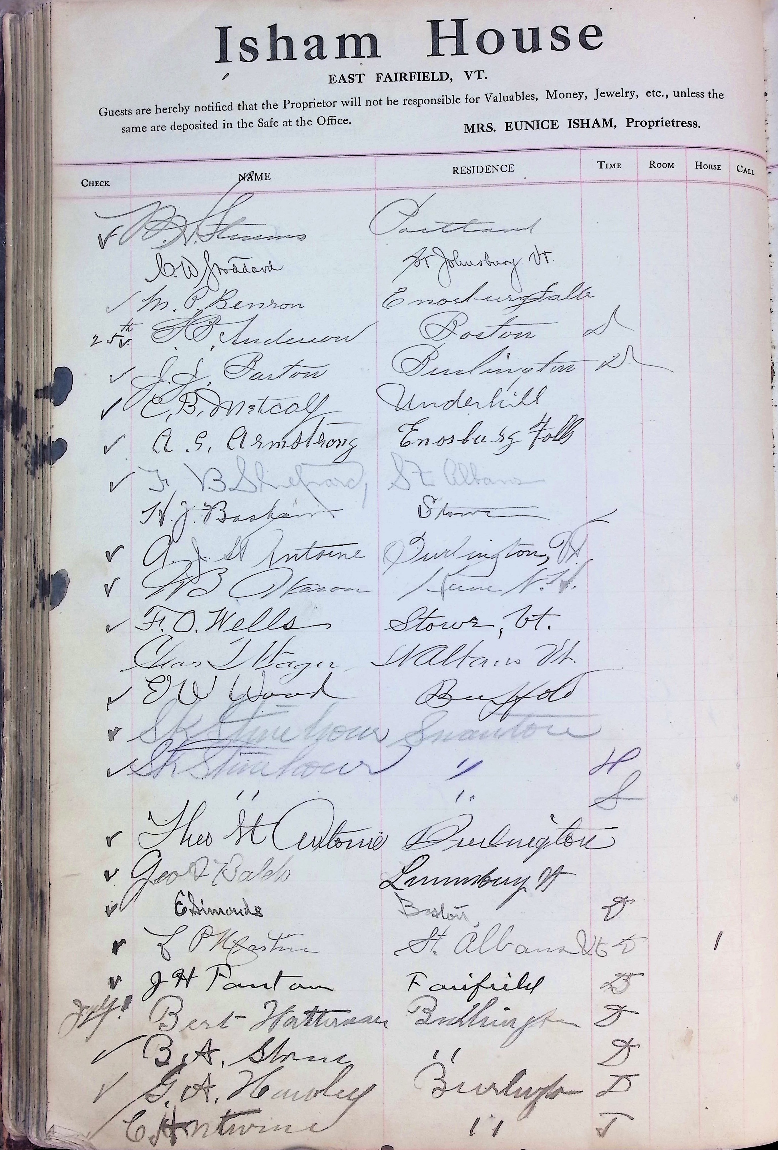 Isham Hotel register Vol. 4, Page 145