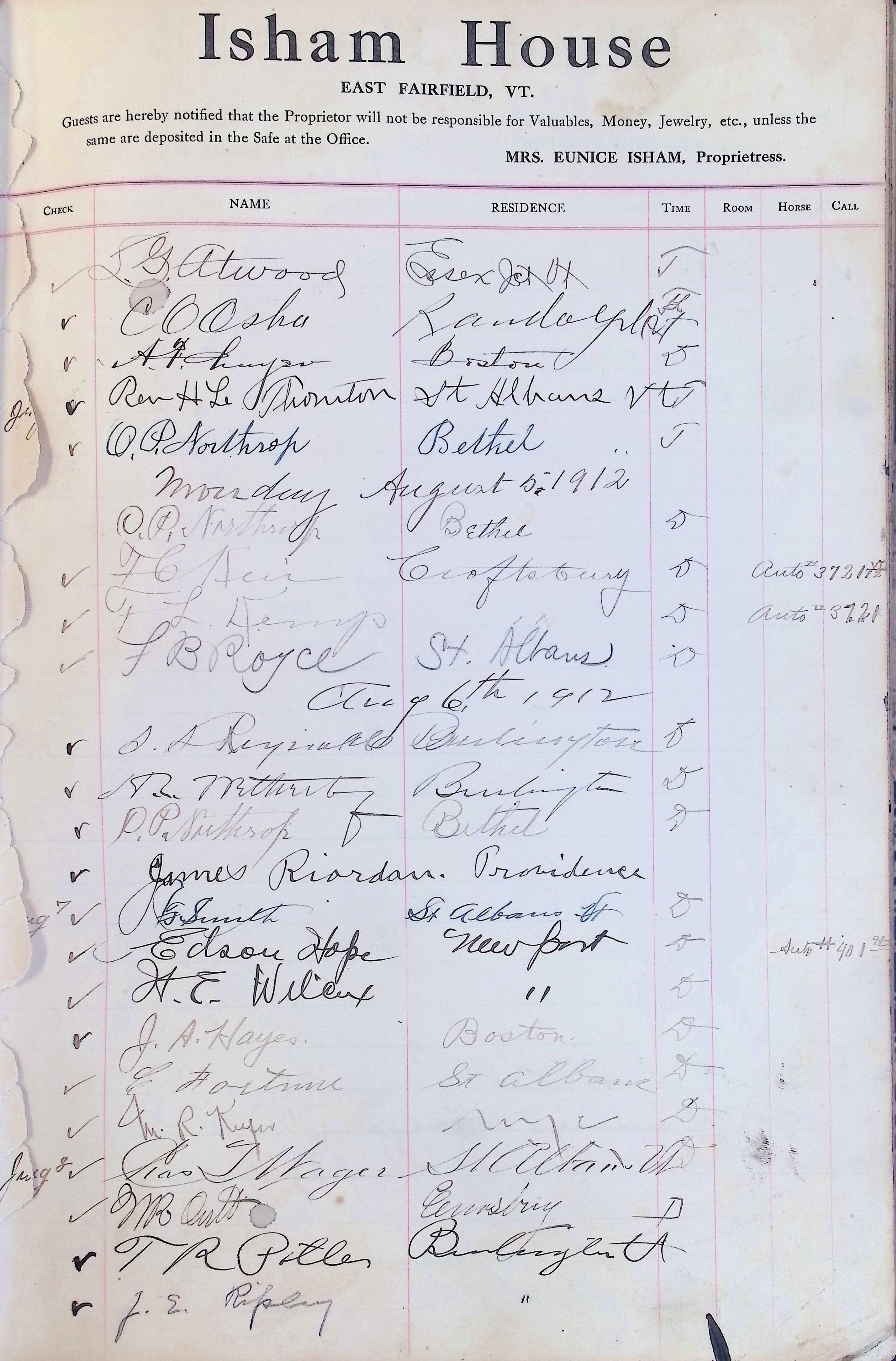 Isham Hotel register Vol. 4, Page 146