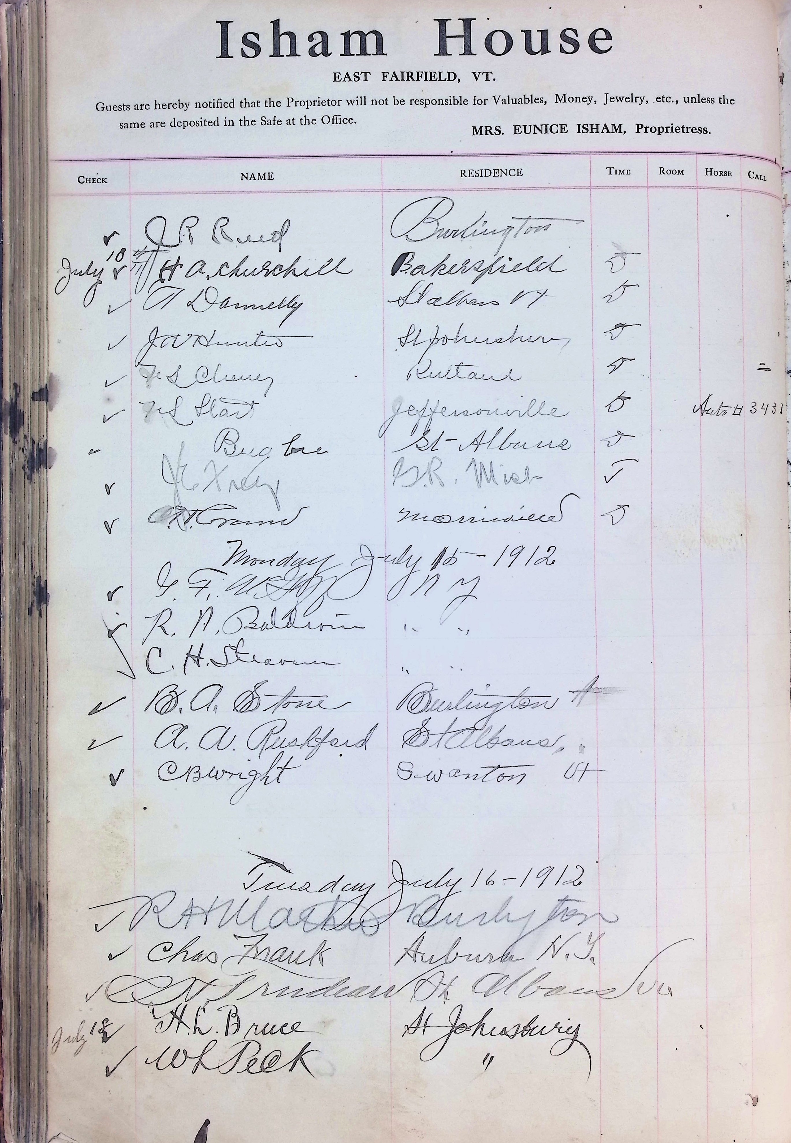 Isham Hotel register Vol. 4, Page 147