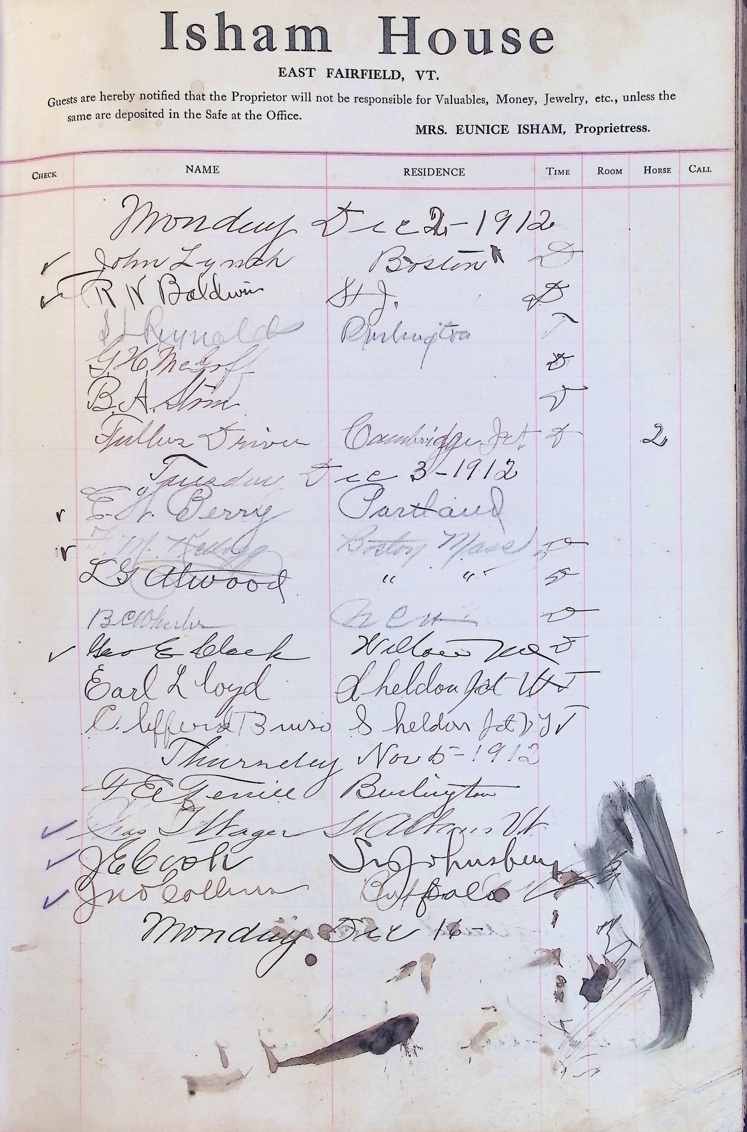 Isham Hotel register Vol. 4, Page 162