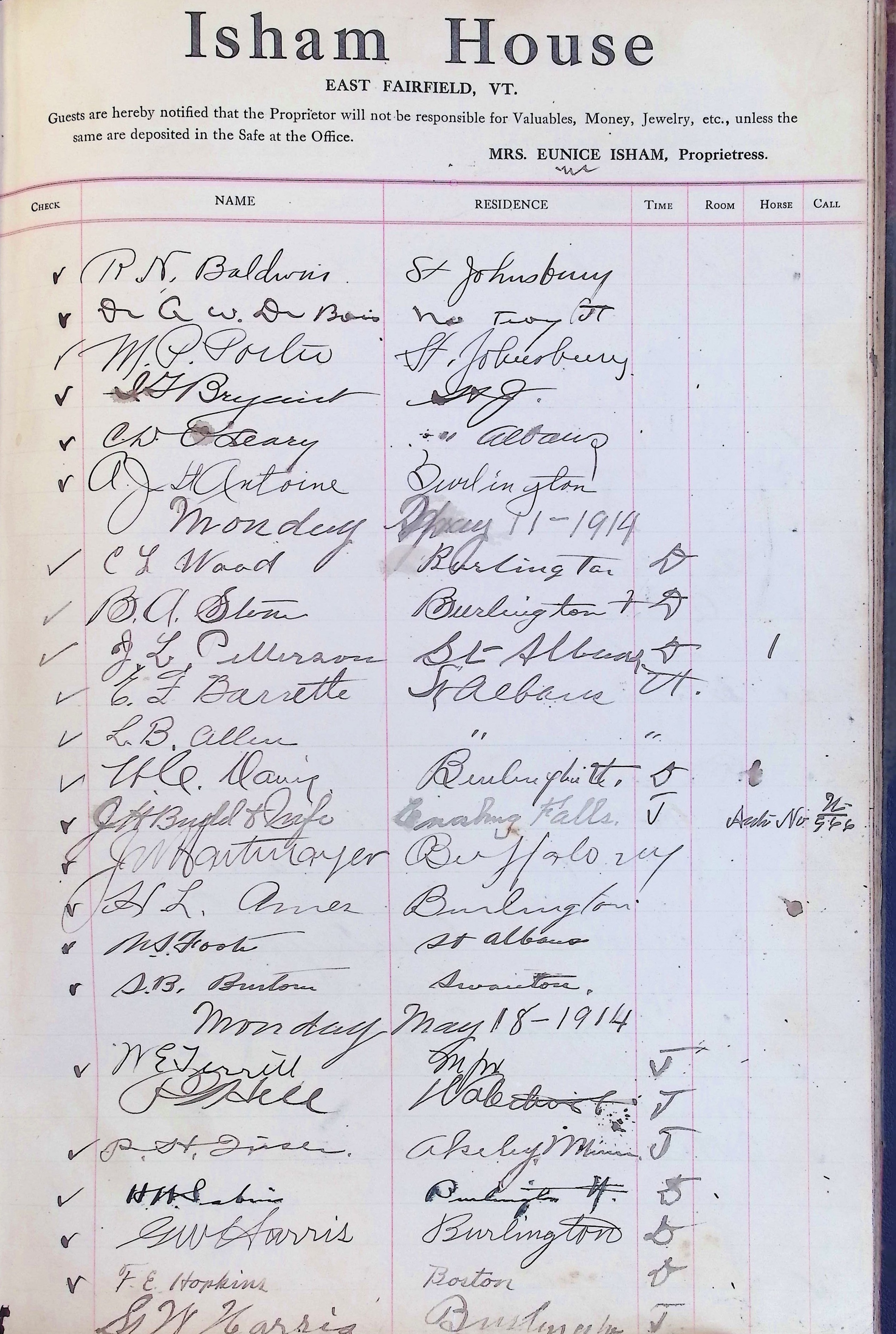 Isham Hotel register Vol. 4, Page 228