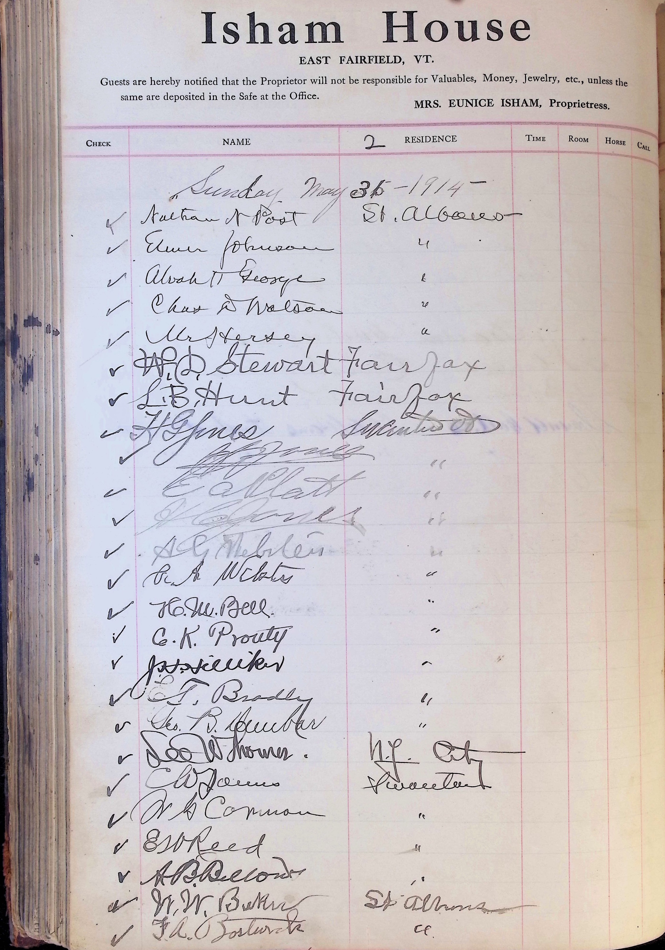 Isham Hotel register Vol. 4, Page 233