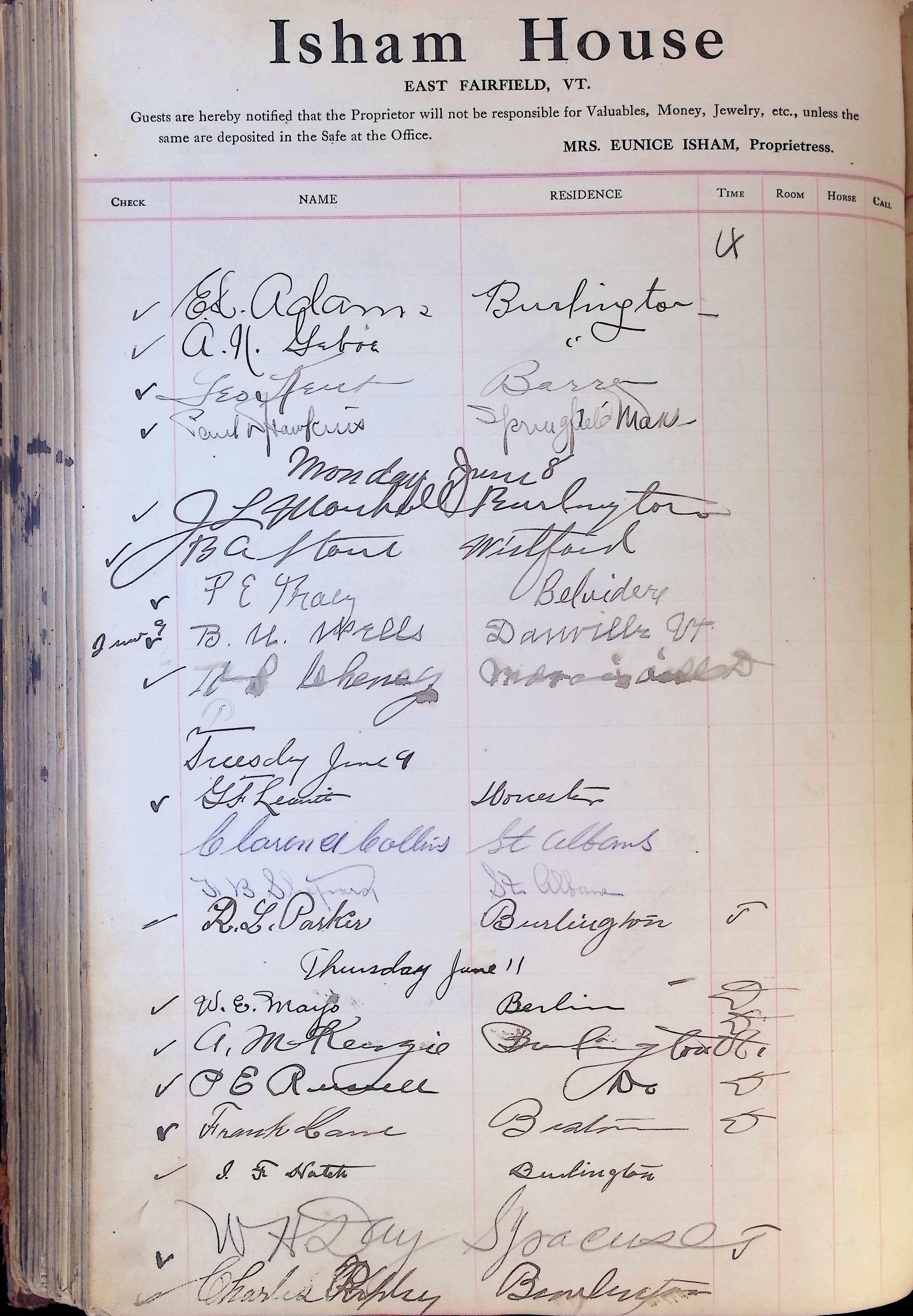 Isham Hotel register Vol. 4, Page 235