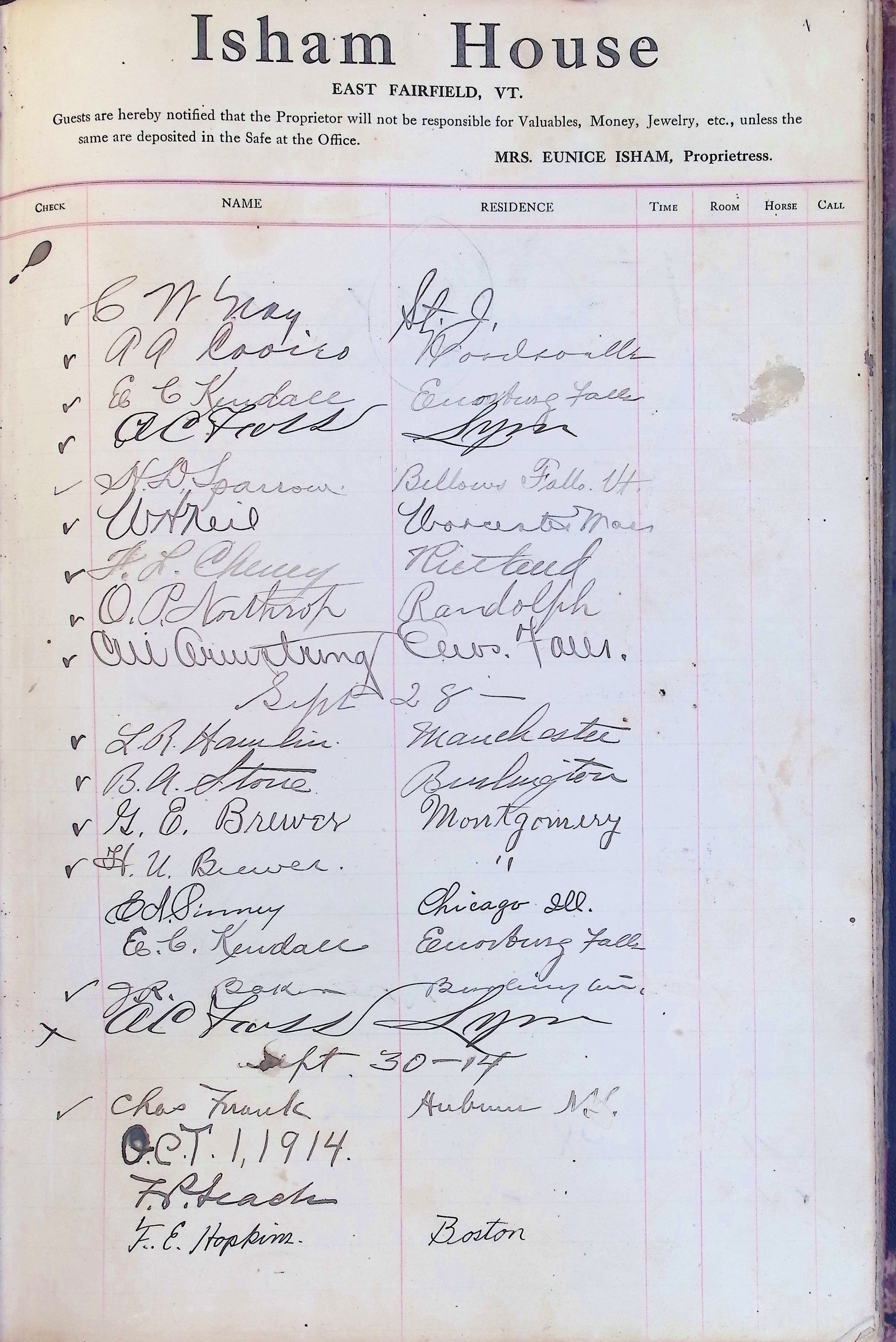 Isham Hotel register Vol. 4, Page 246