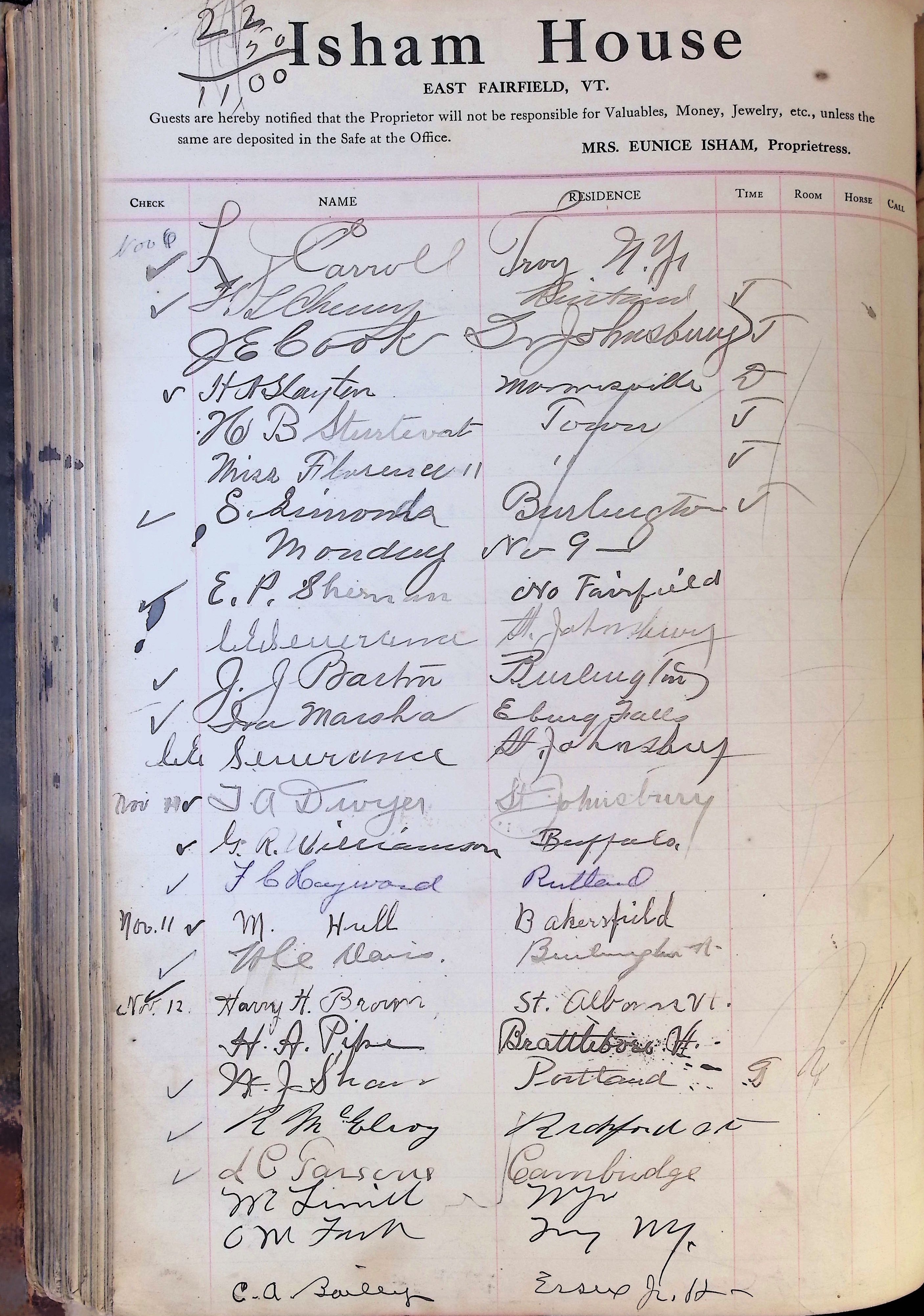 Isham Hotel register Vol. 4, Page 253