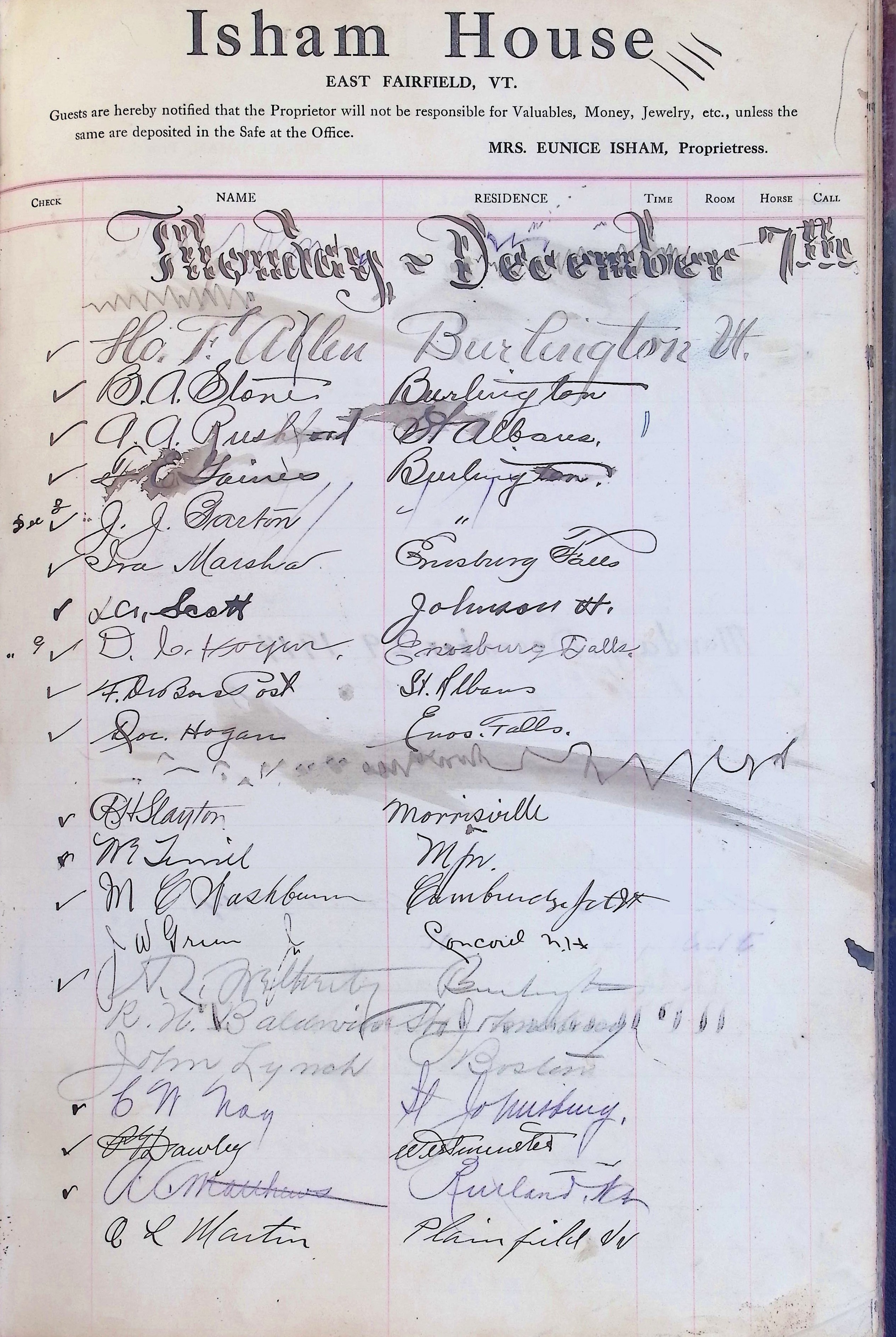 Isham Hotel register Vol. 4, Page 254