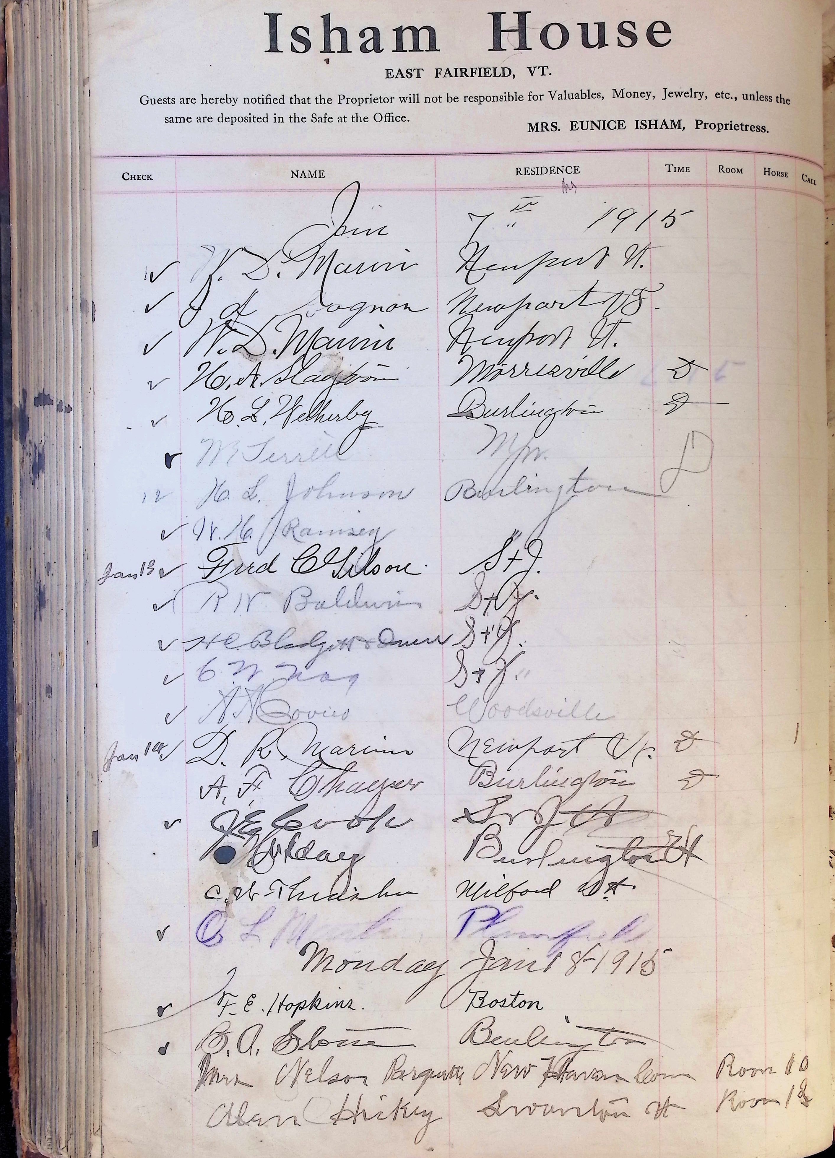 Isham Hotel register Vol. 4, Page 259