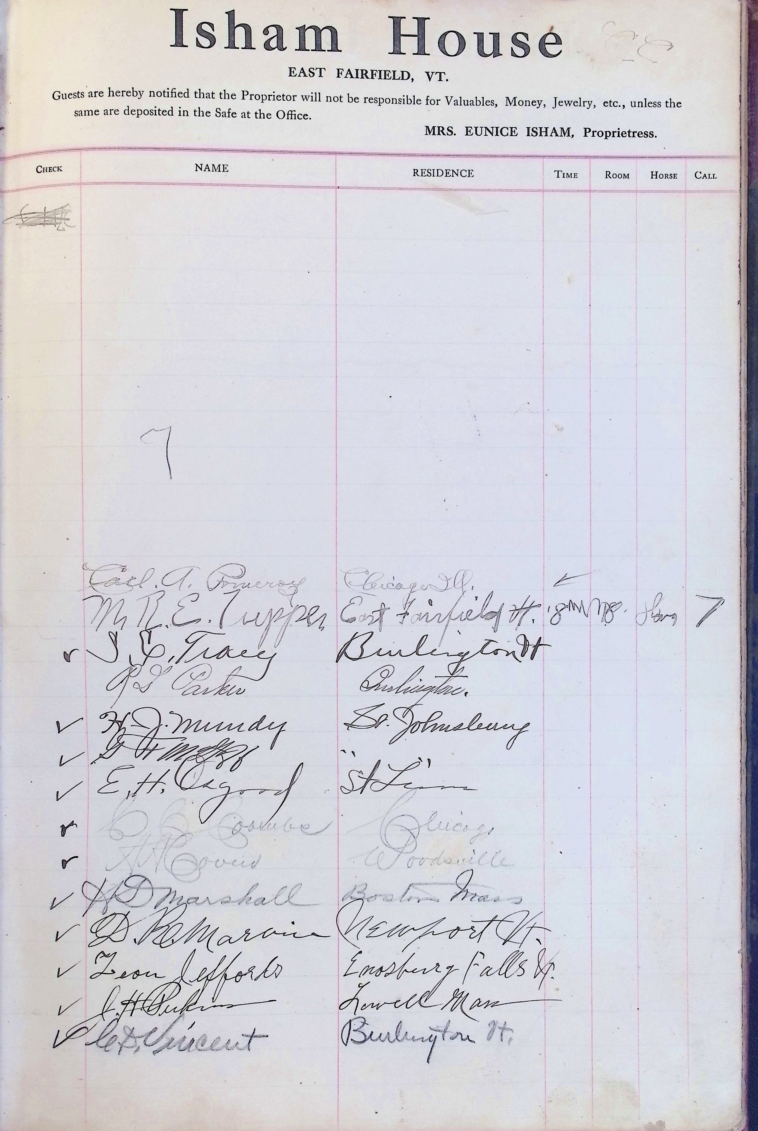 Isham Hotel register Vol. 4, Page 260