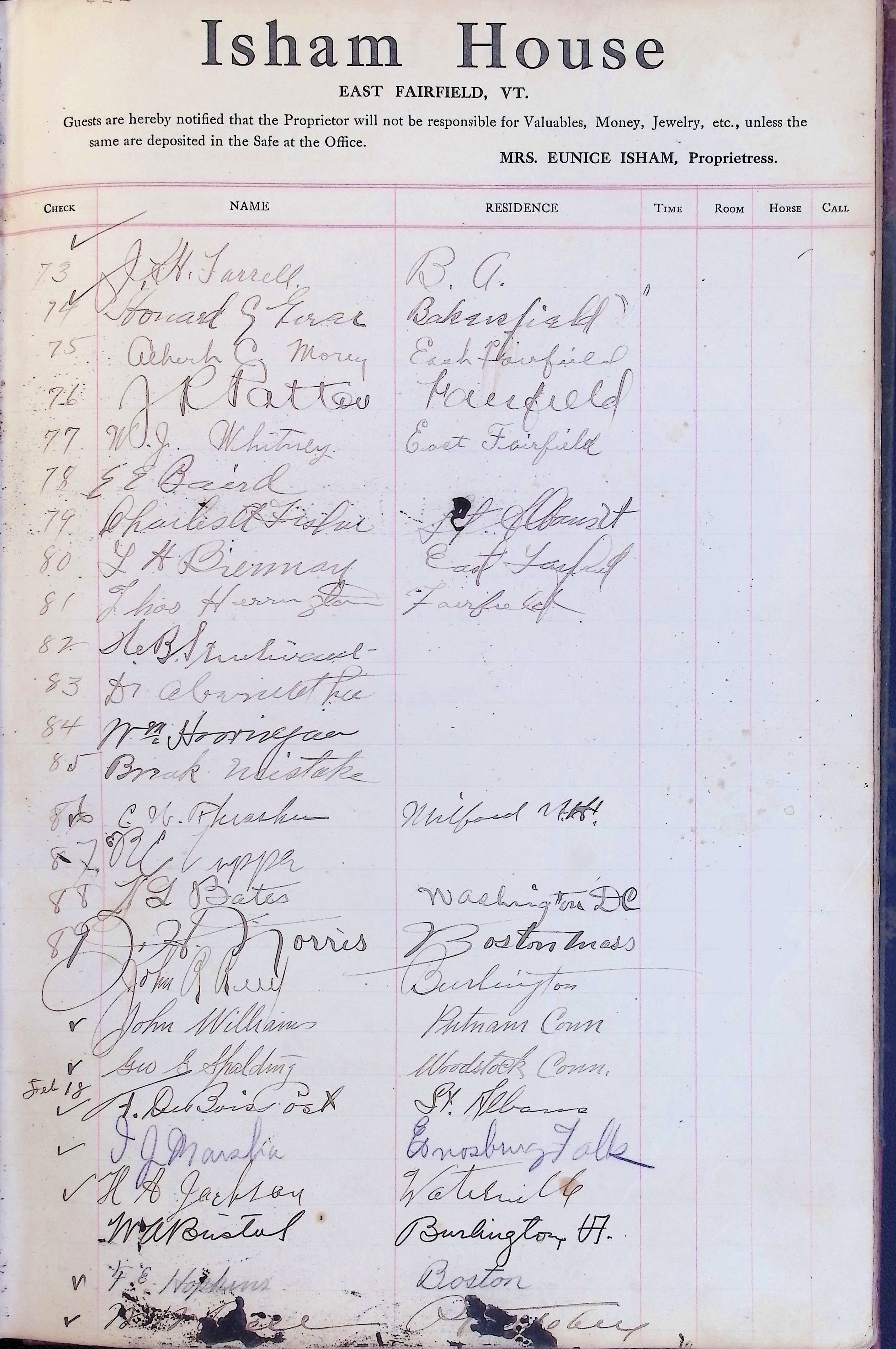 Isham Hotel register Vol. 4, Page 264