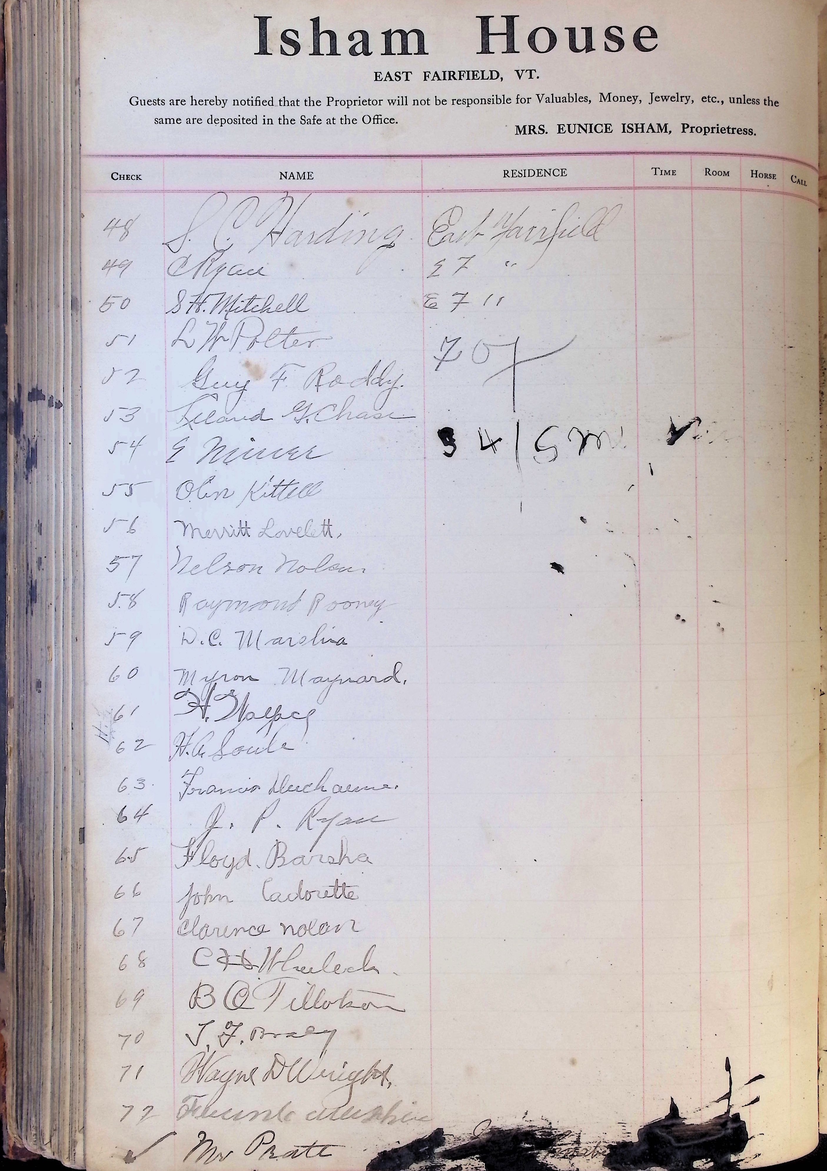 Isham Hotel register Vol. 4, Page 265