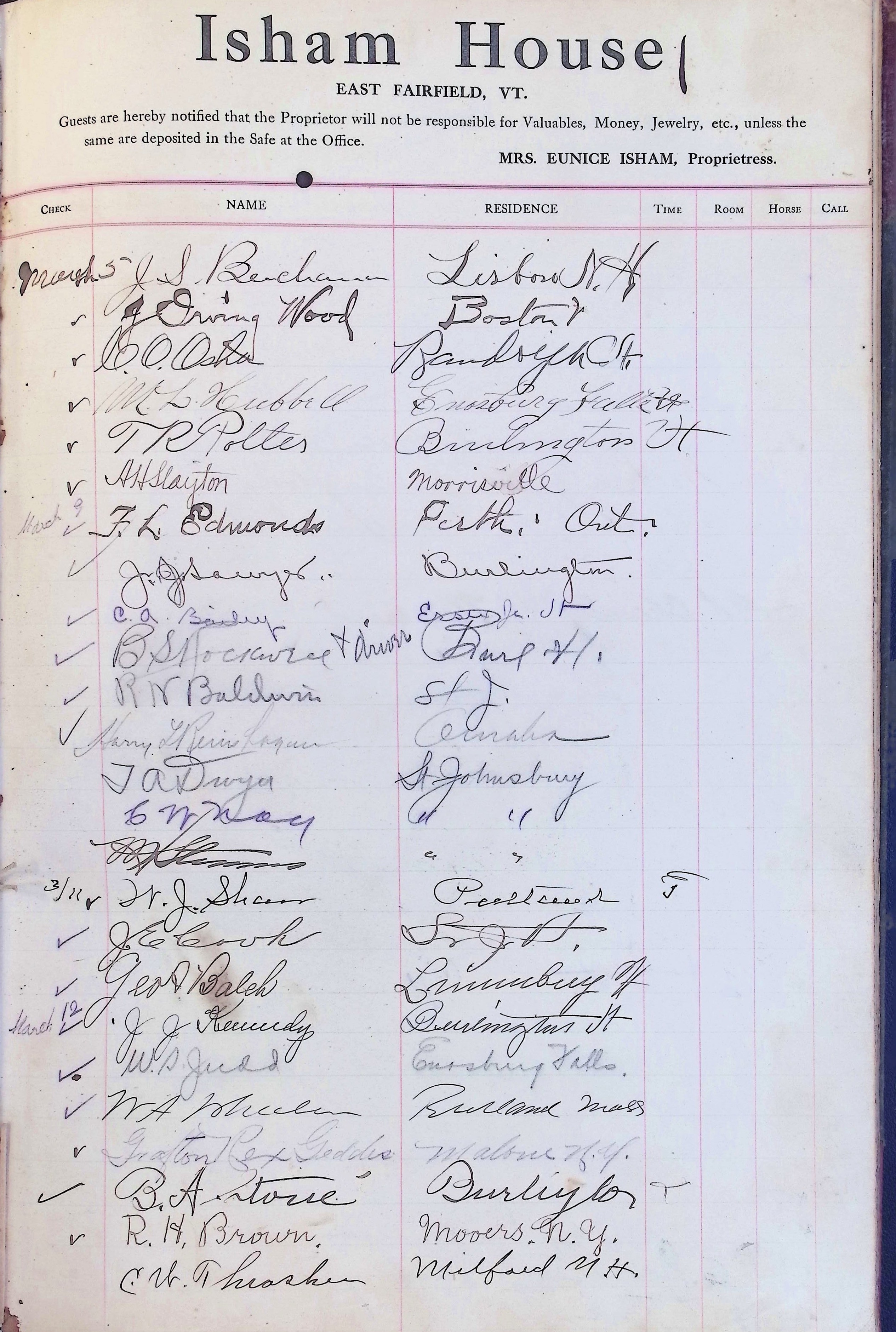 Isham Hotel register Vol. 4, Page 266