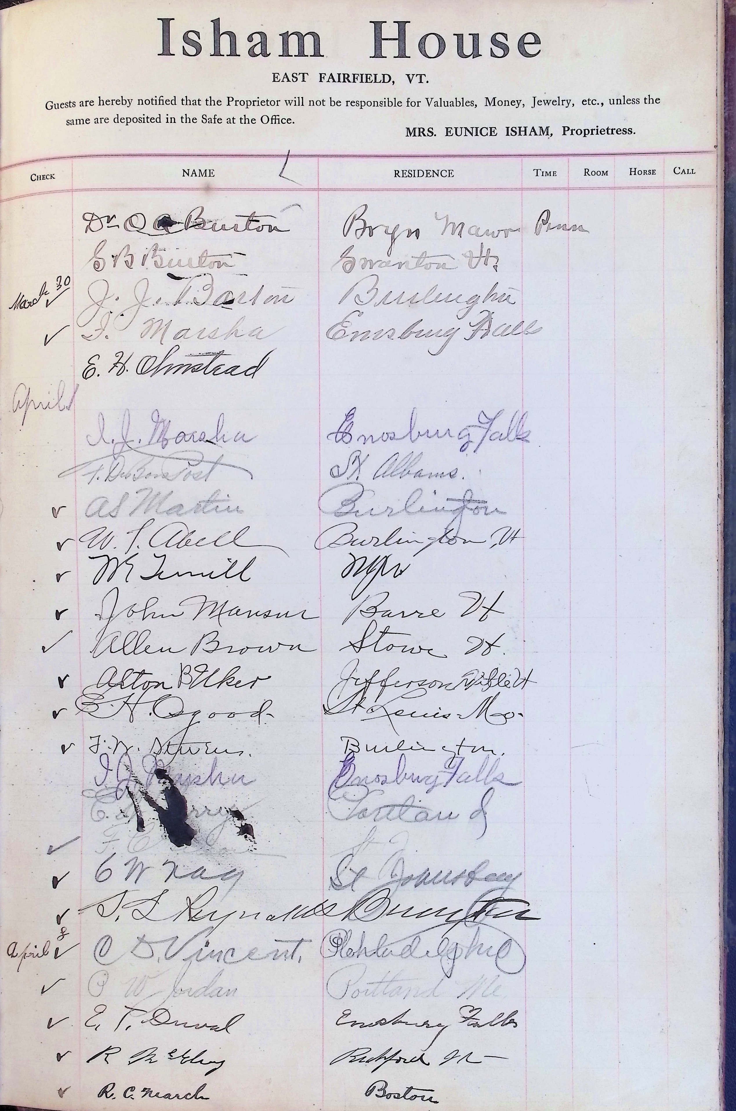 Isham Hotel register Vol. 4, Page 268