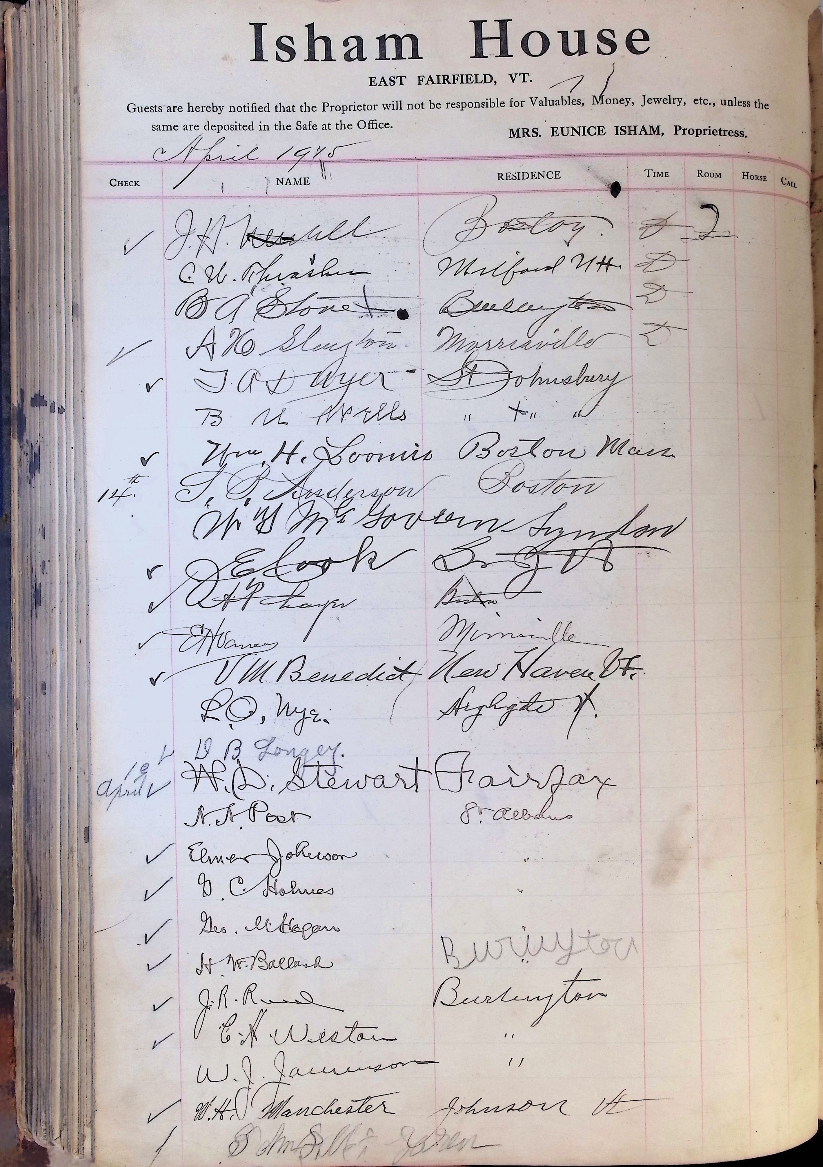 Isham Hotel register Vol. 4, Page 271