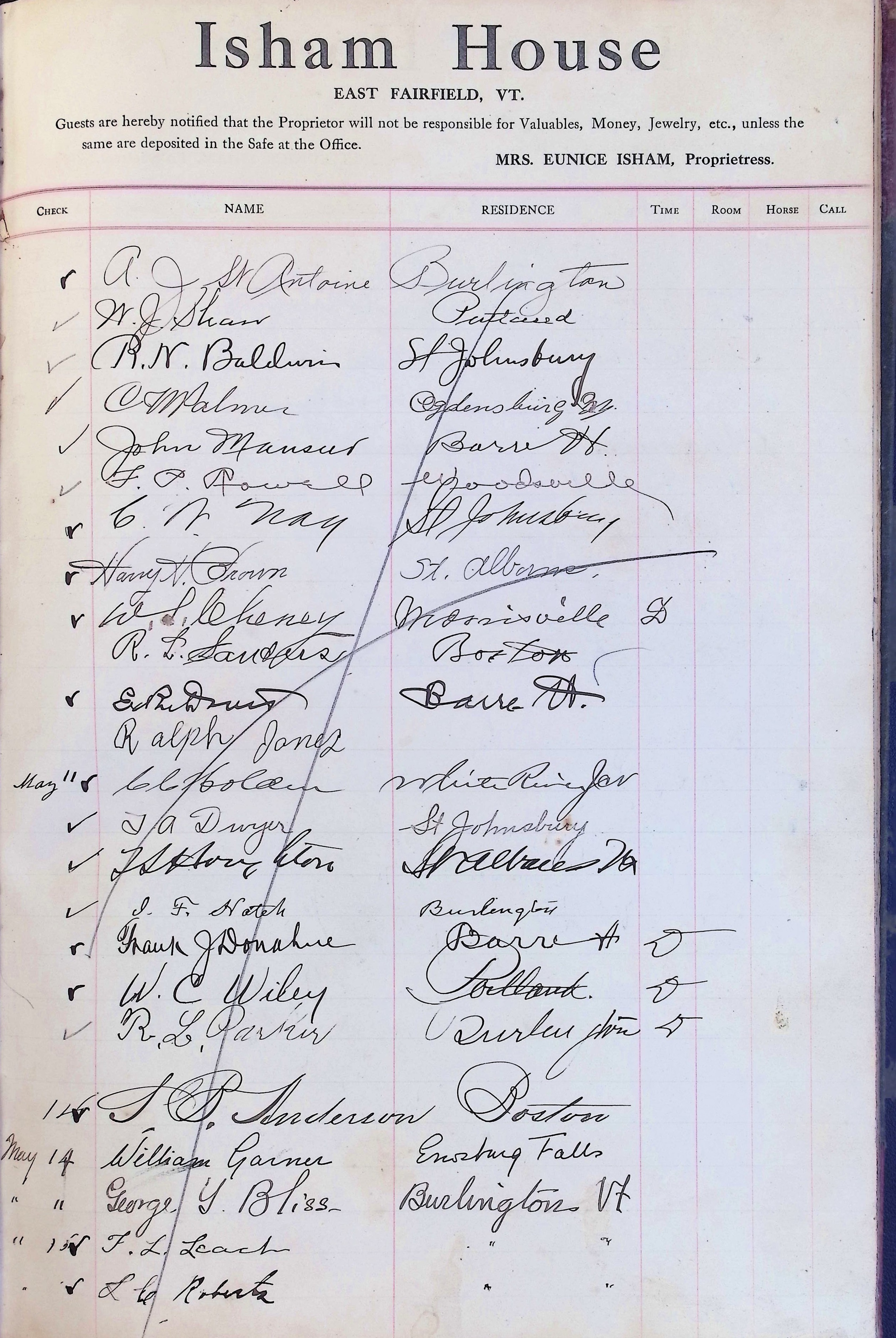 Isham Hotel register Vol. 4, Page 272