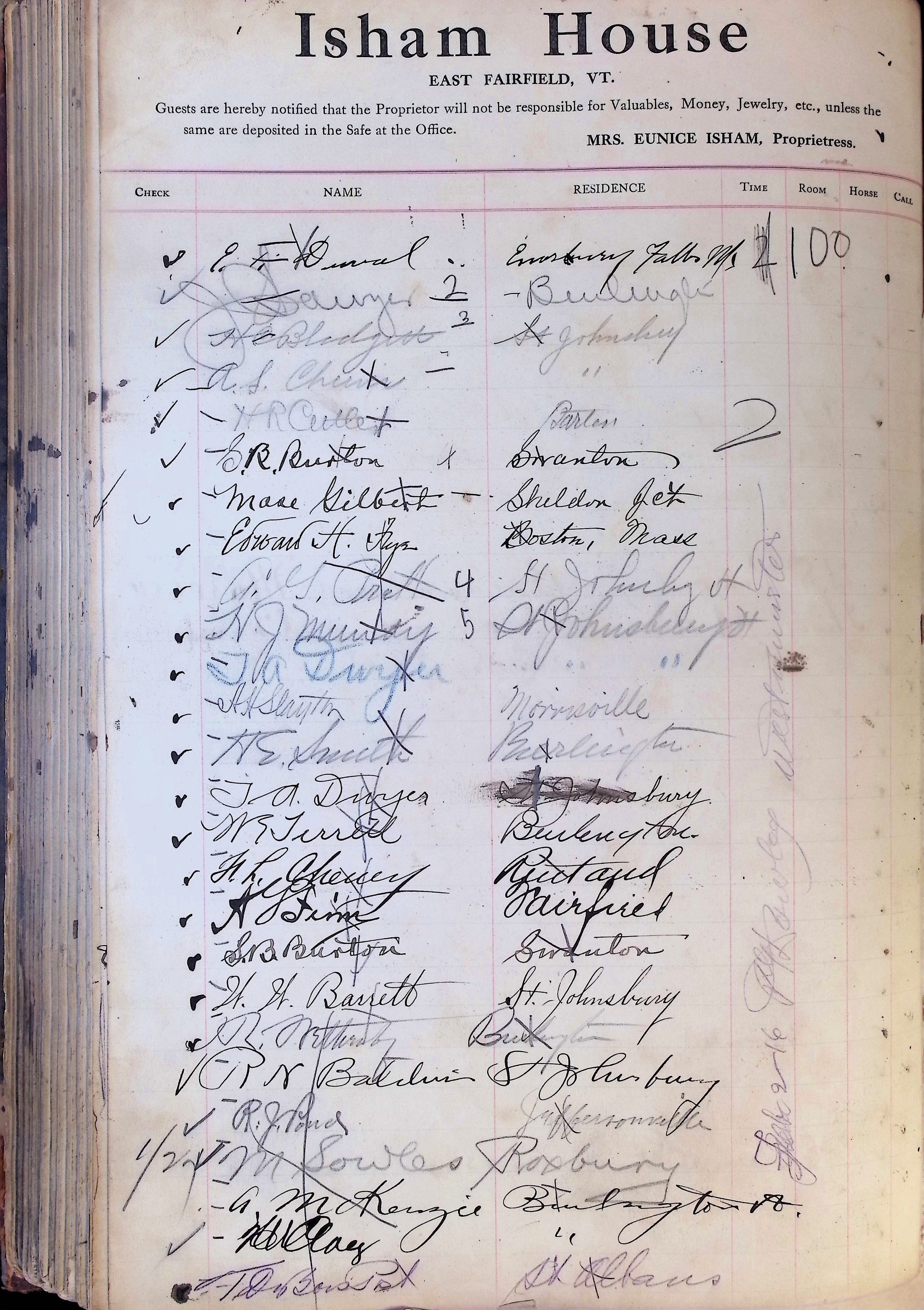 Isham Hotel register Vol. 4, Page 297